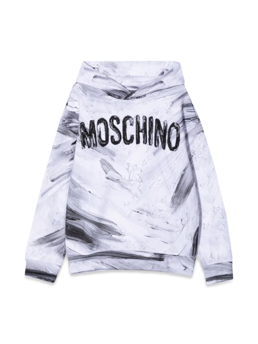 Moschino Felpa In Cotone Con Cappuccio In White