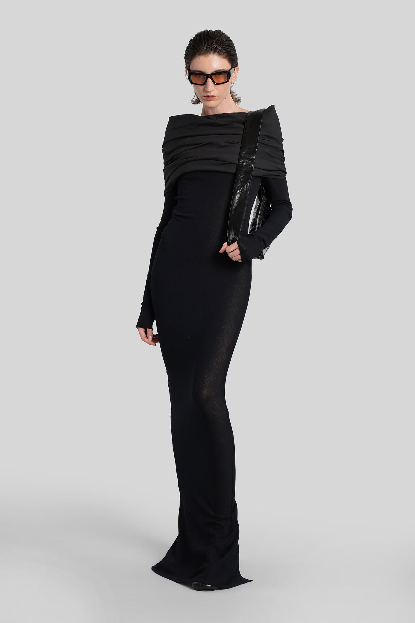 Entire Studios Draped-shoulder Maxi Dress In Black