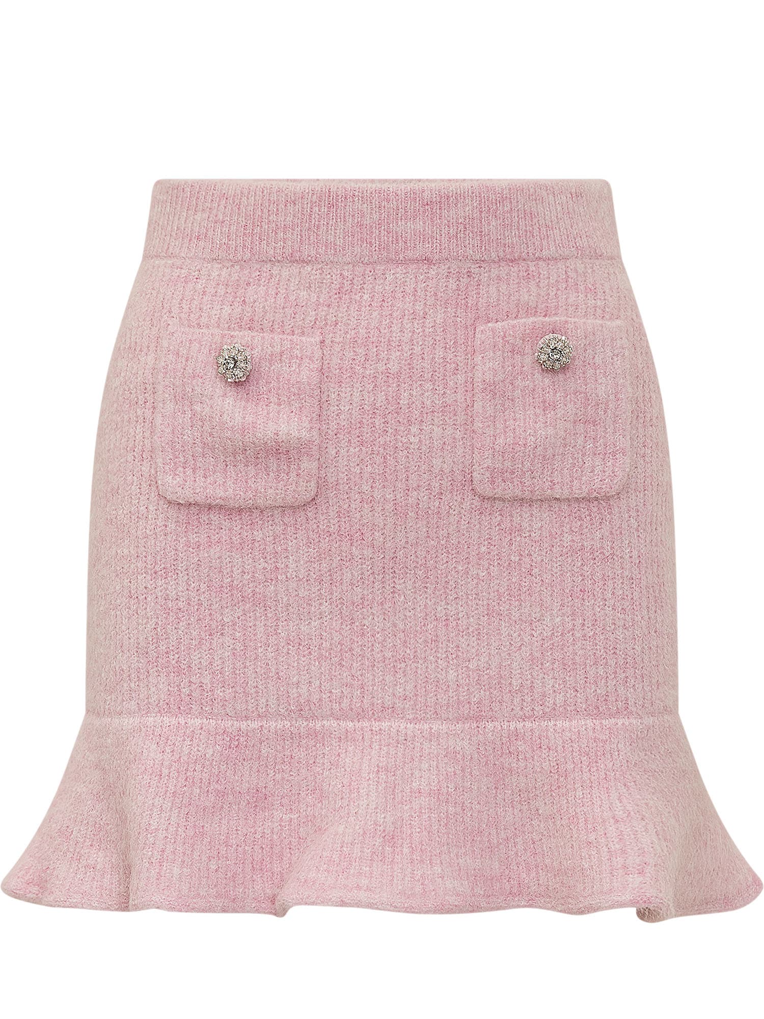 Shop Self-portrait Diamond Knitted Mini Skirt In Pink