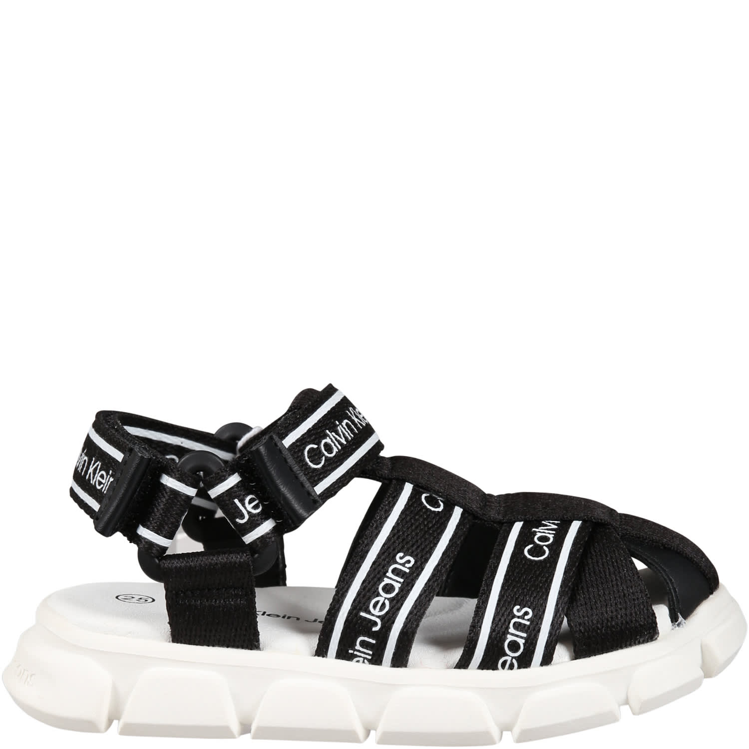 Calvin Klein Kids' Black Sandals For Boy With Logo