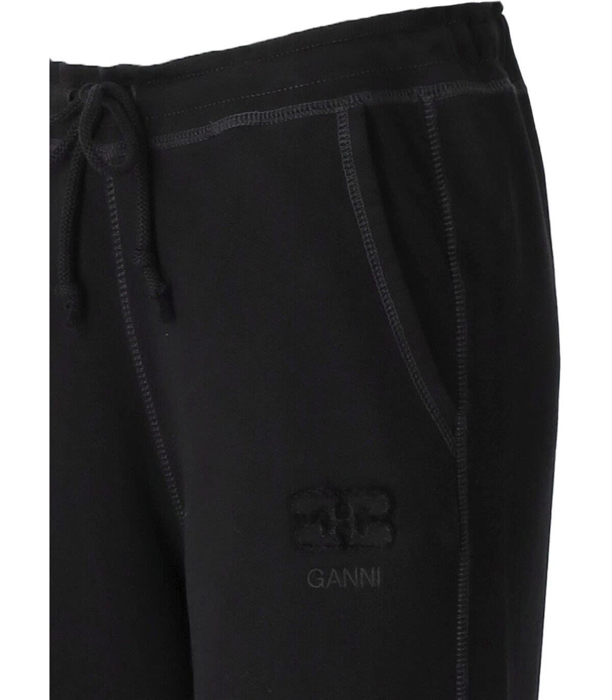 Shop Ganni Light Isoli Cuffed Pants In Nero