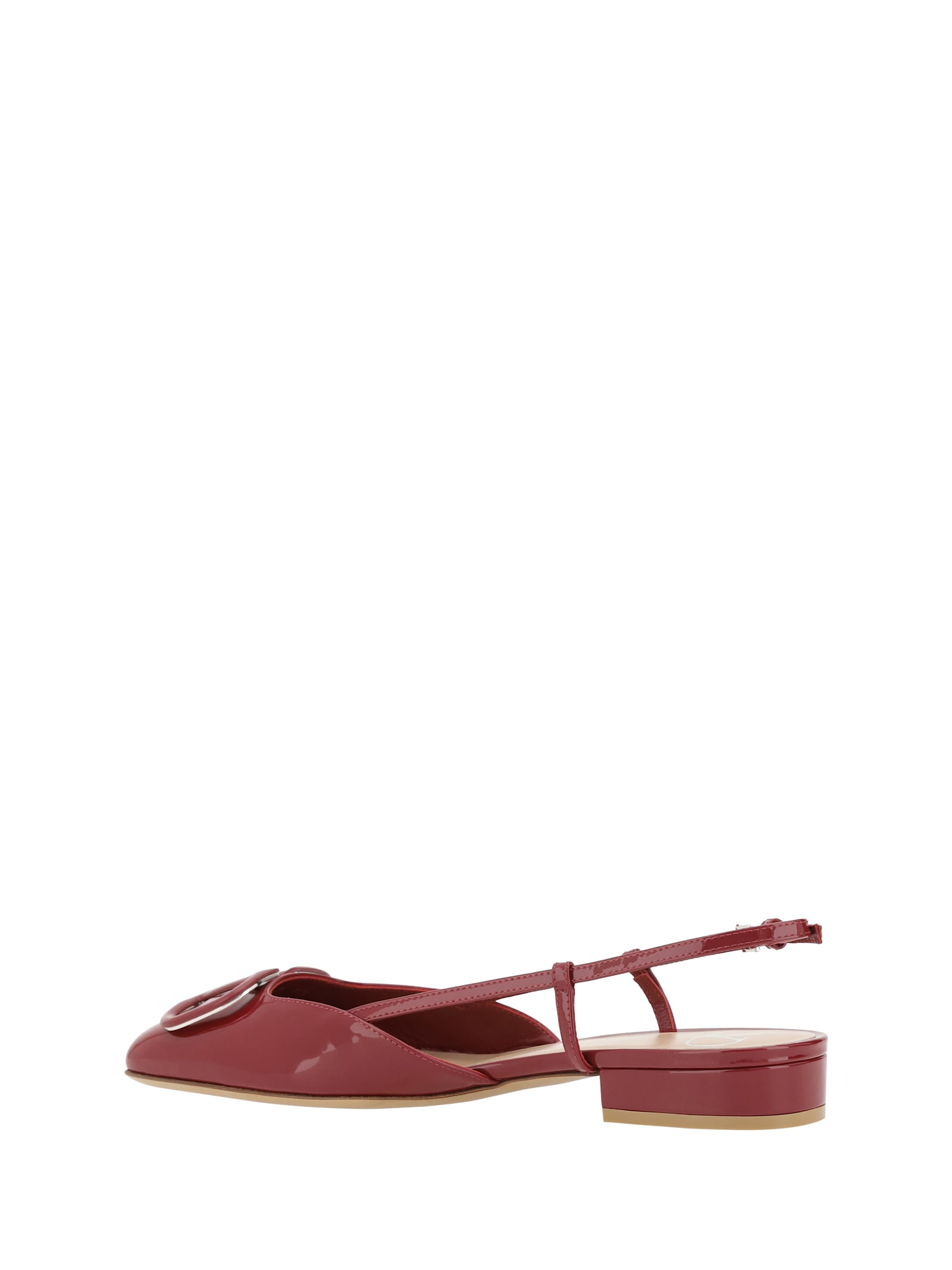 Valentino Vlogo Signature Square Toe Slingback Flats In Deep Scarlet