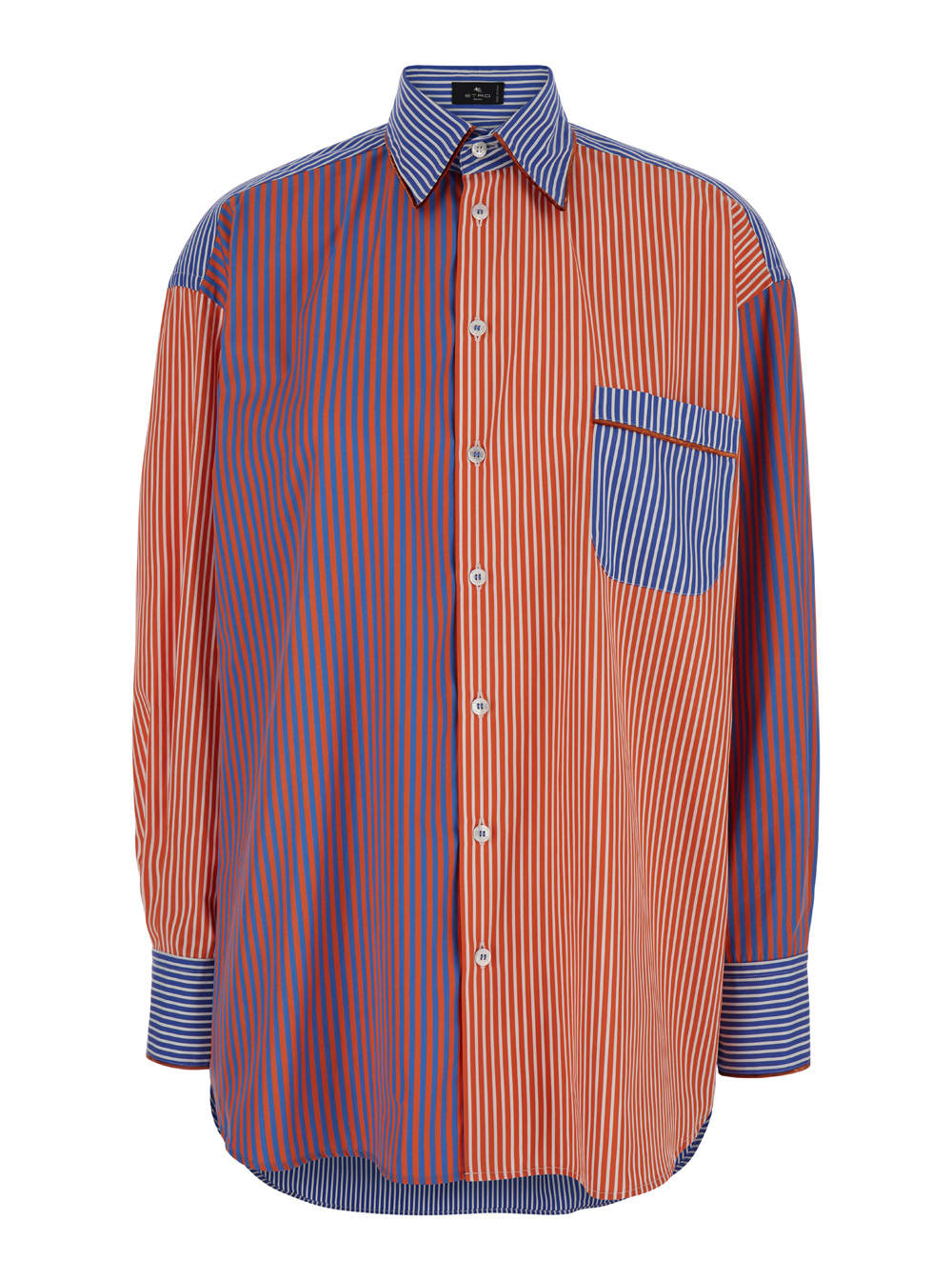 Shop Etro Red, Blue And Orange Striped Shirt In Cotton Woman