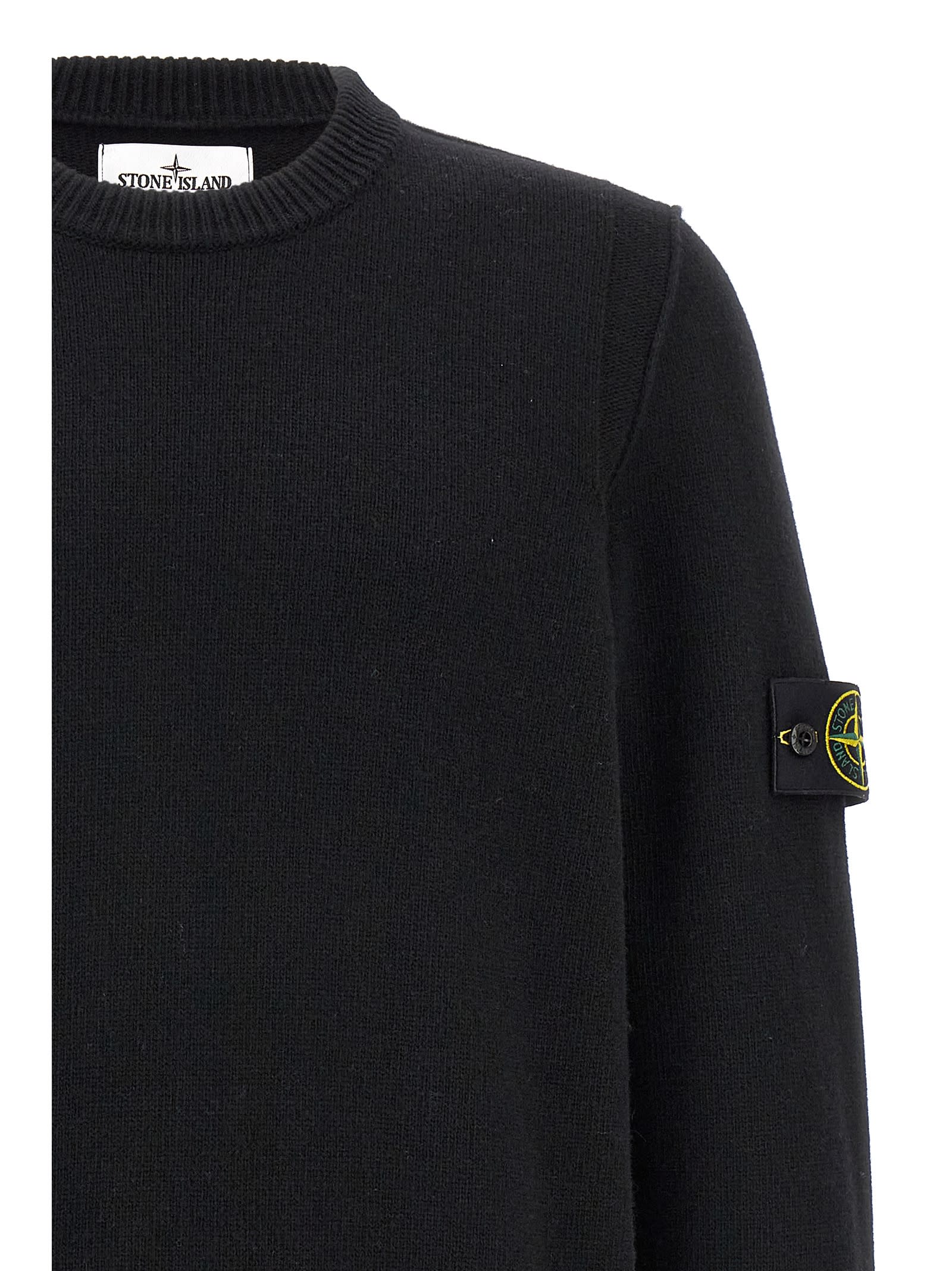 Shop Stone Island Logo Patch Sweater In Black