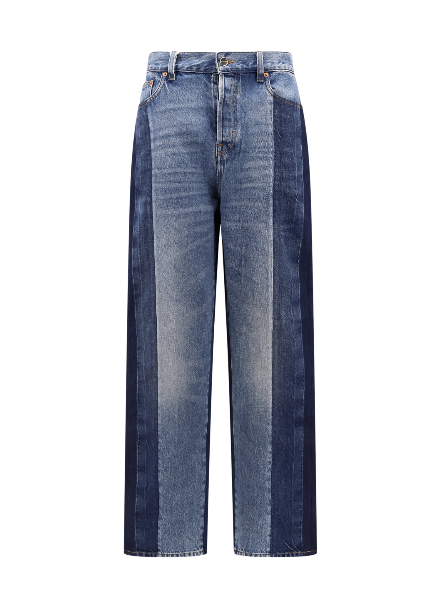 Gucci Patchwork Straight-leg Jeans In Blue