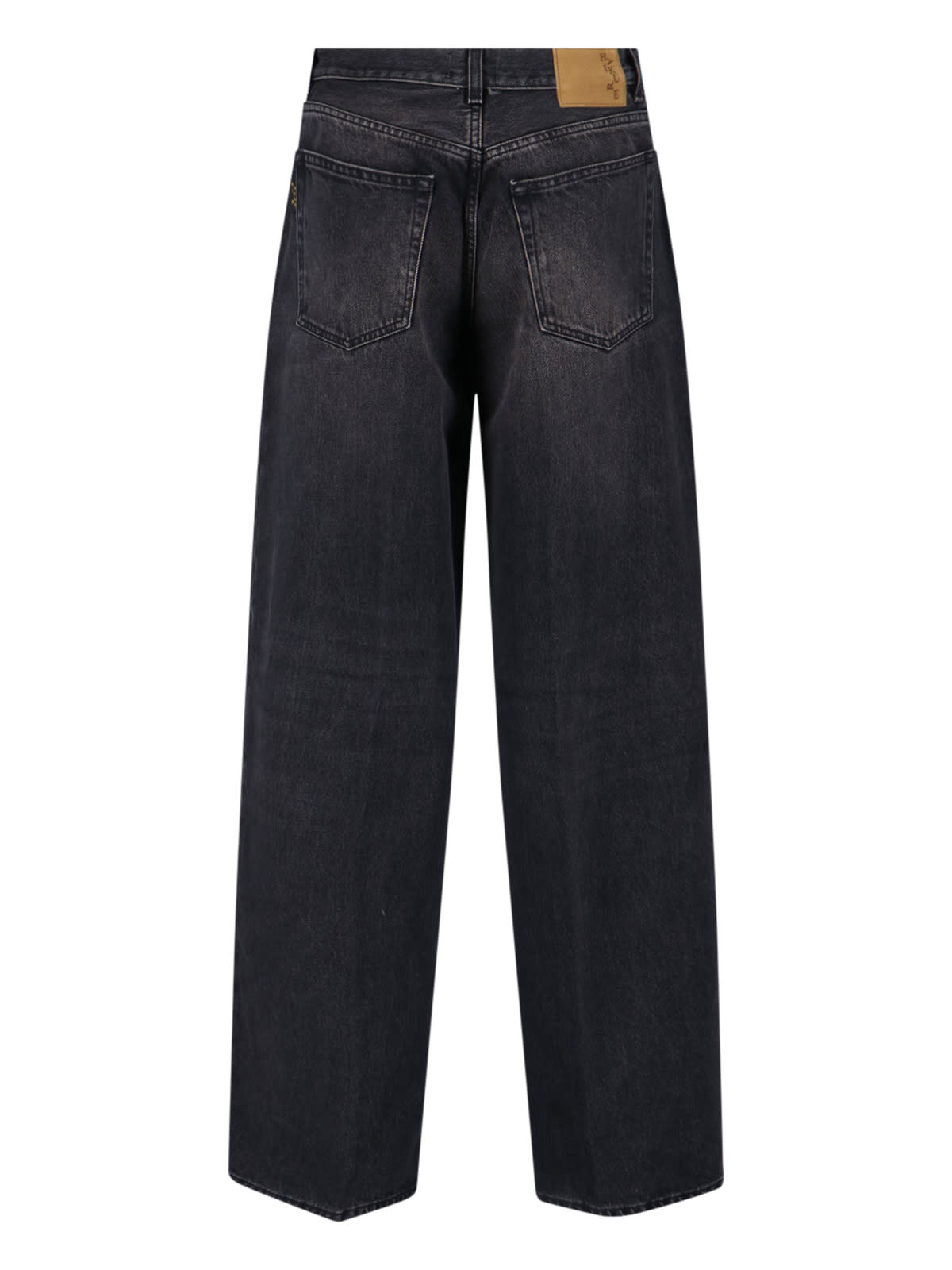 Haikure High-waisted Wide-leg Jeans With Vintage Faded Finish In Black