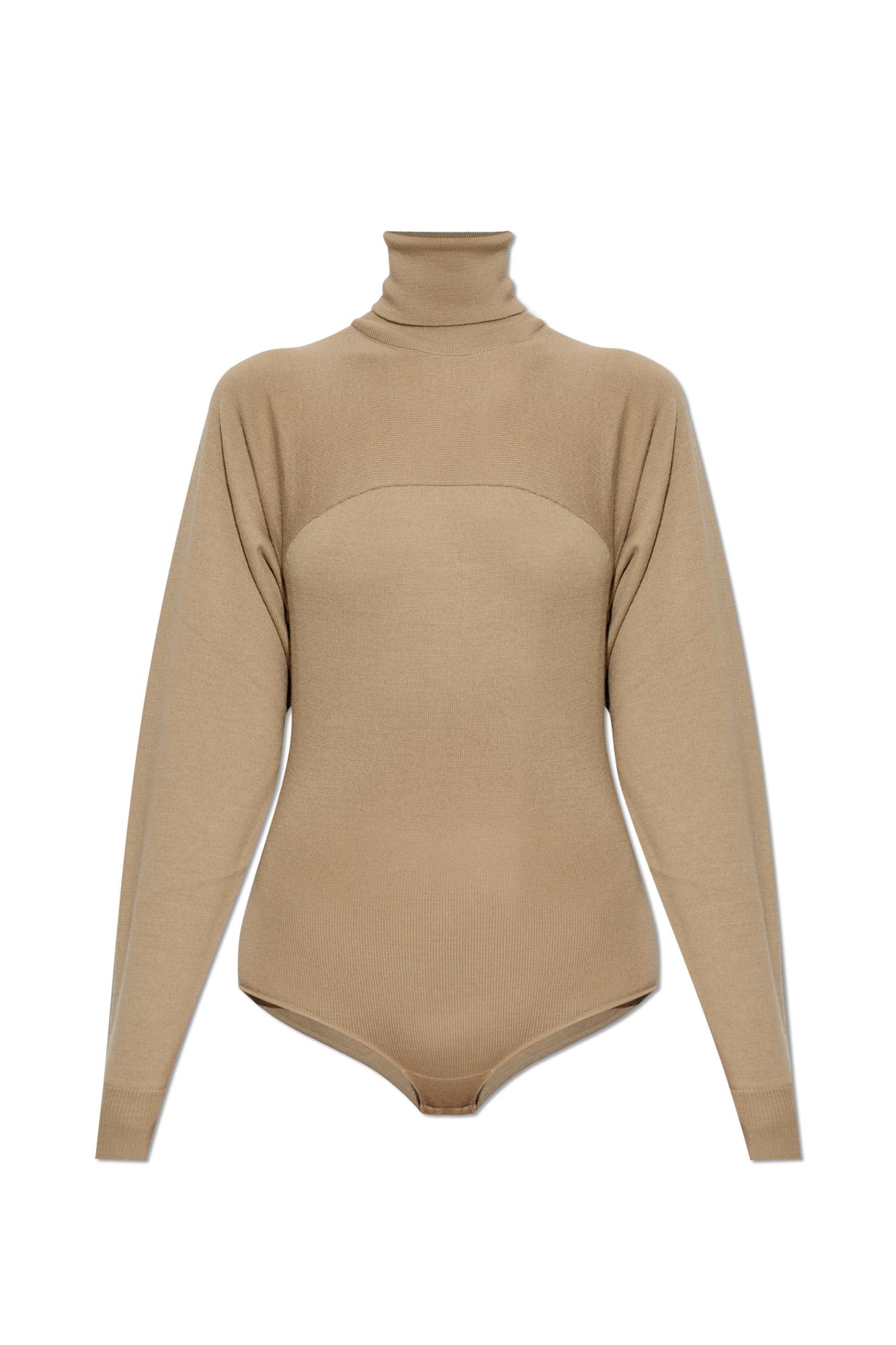 Mm6 Maison Margiela Bodysuit With Turtleneck In Nude