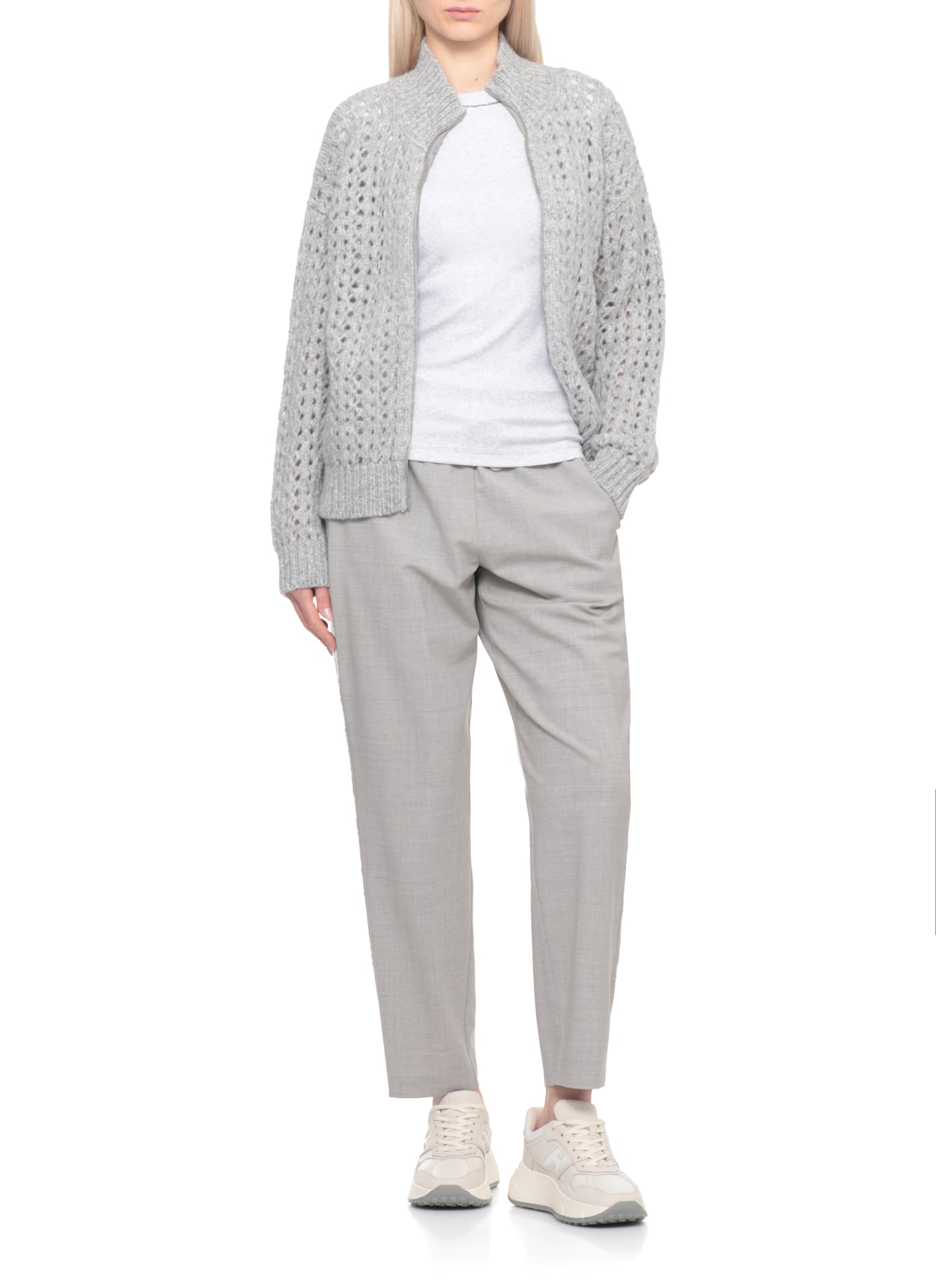 Peserico Fitted Short Sleeve Cotton T-shirt In Gray