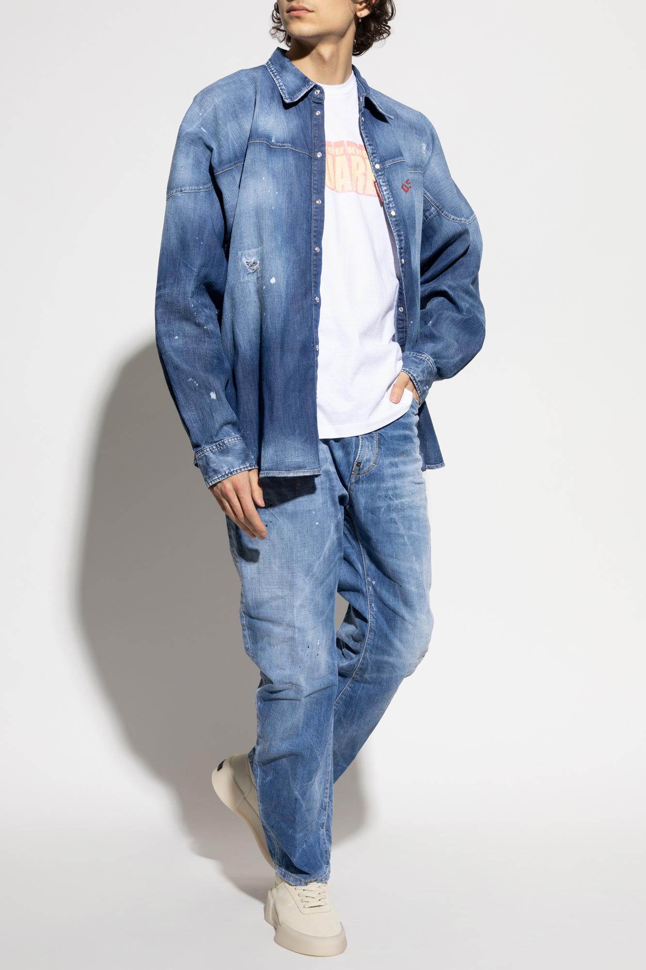 Shop Dsquared2 Jeans London Bro In Azzurro Lavato
