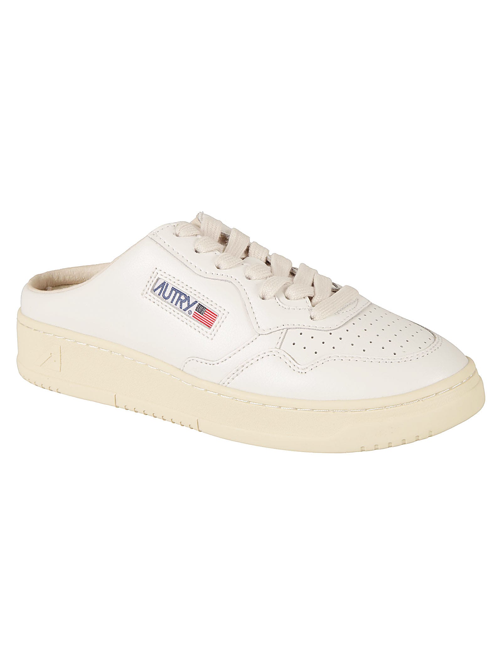 Shop Autry Logo Patched Low Sneakers Mule In White