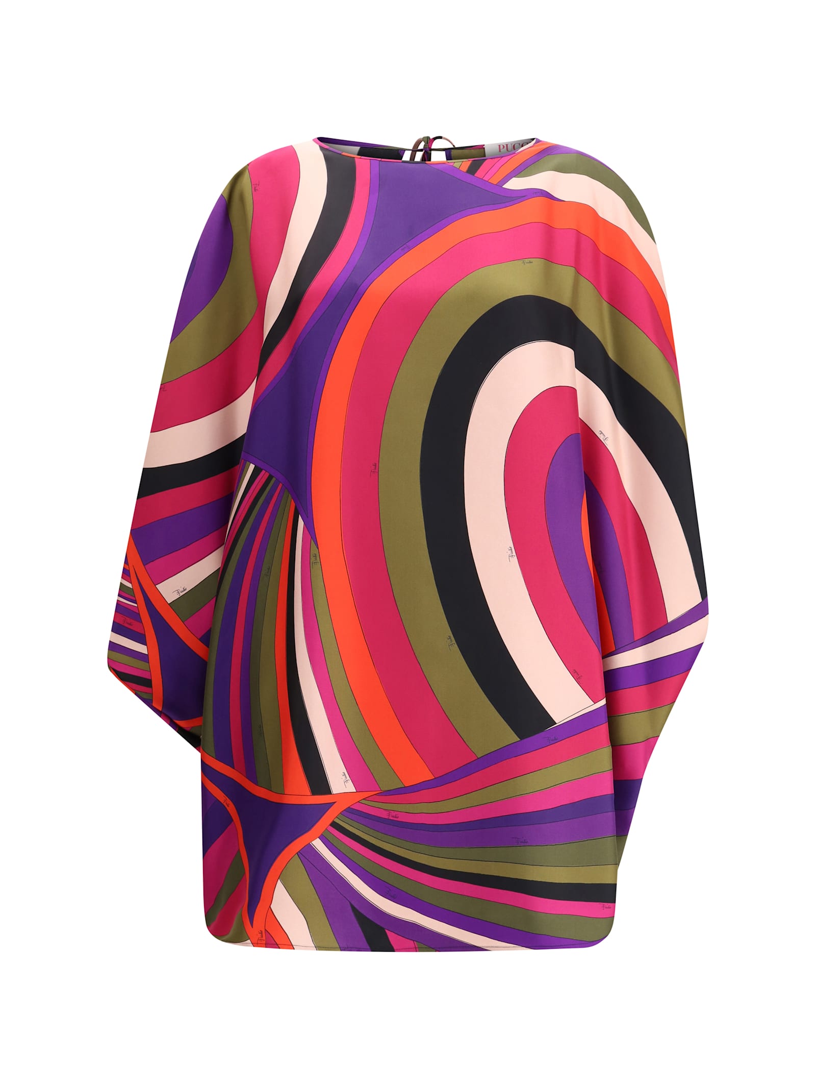 Pucci Short Caftan In Silk With Marmo Print In Multi