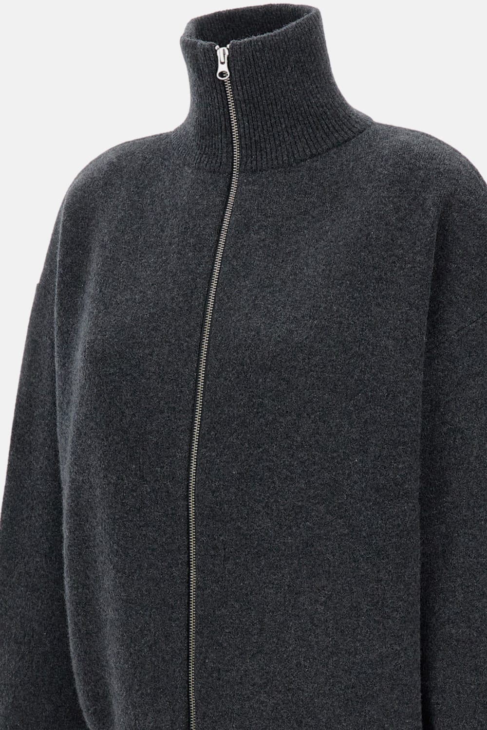 Extreme Cashmere Xtra Out High-neck Zip-front Cardigan In Gray