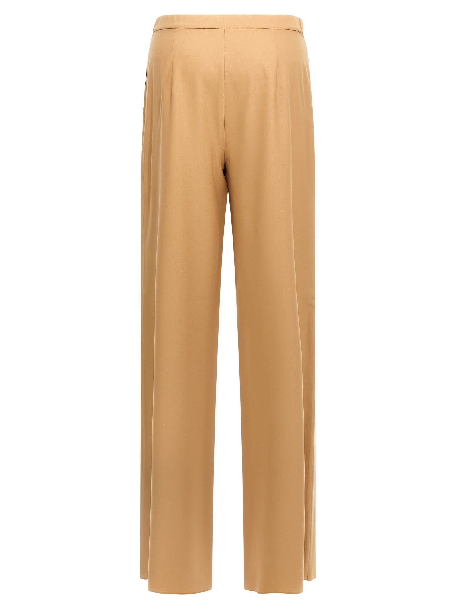 Max Mara Pantalone A Coulisse In Saglia Di Lana Cammello In Neutral