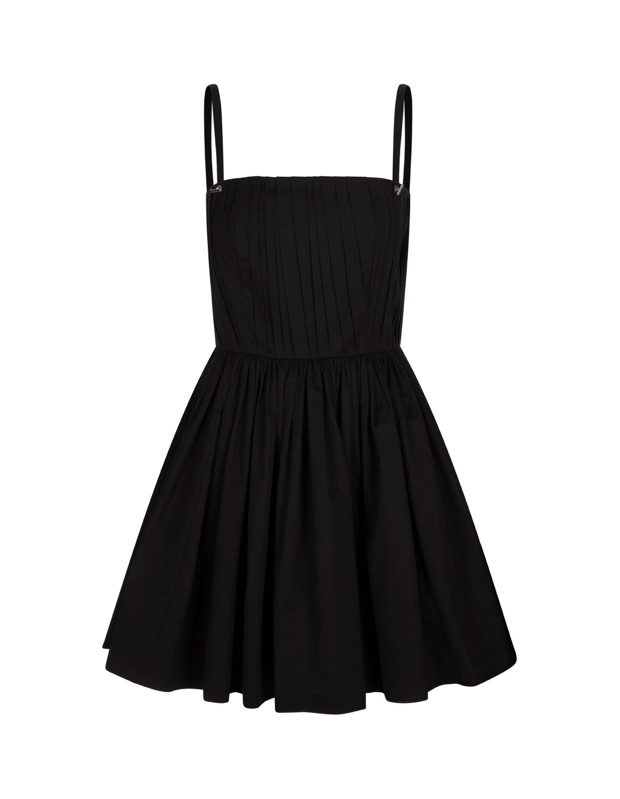 Shop Alexander Mcqueen Gathered Sleeveless Mini Dress In Nero