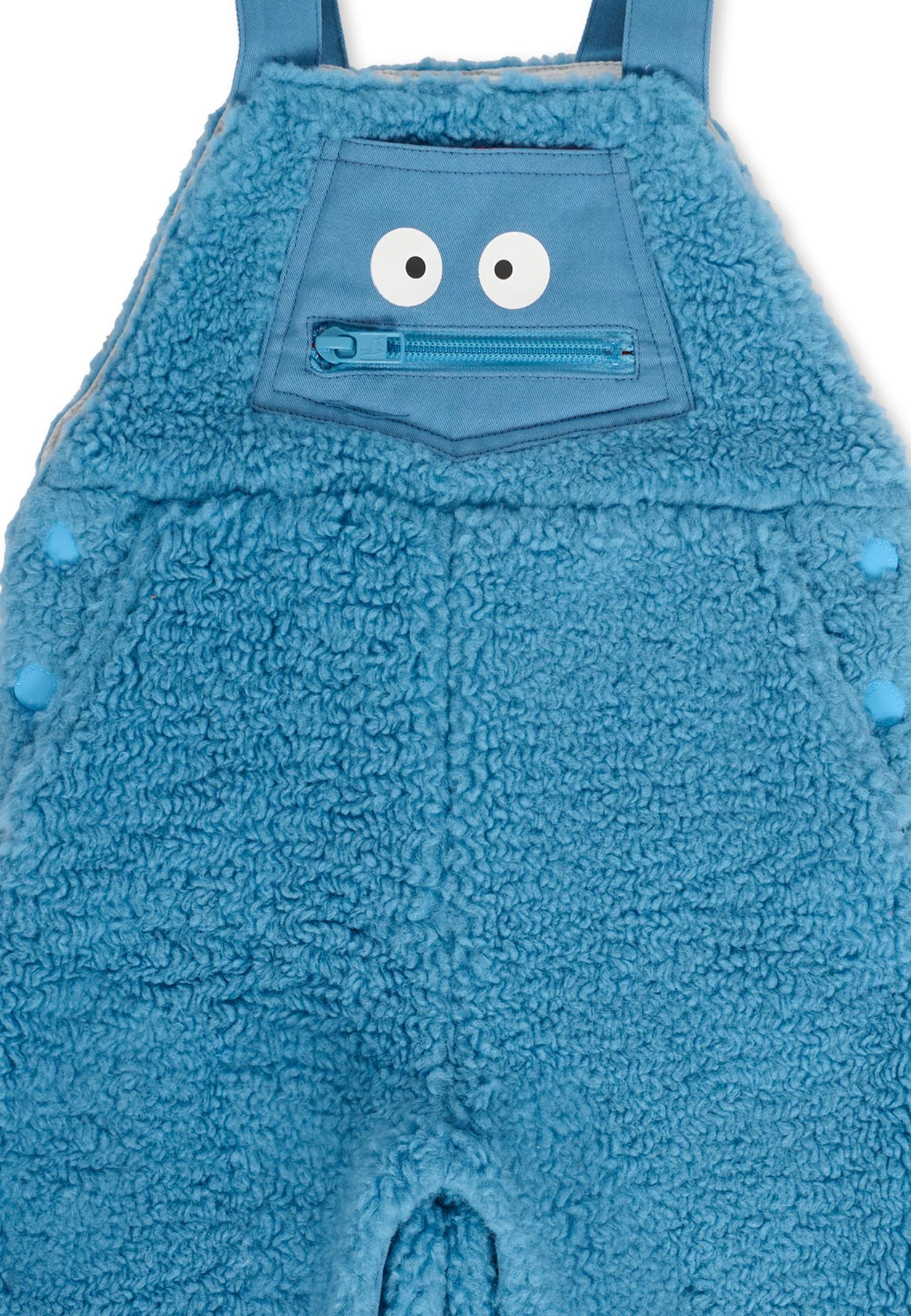 Stella Mccartney Light Blue Dungarees For Baby Boy With Yeti In Blue