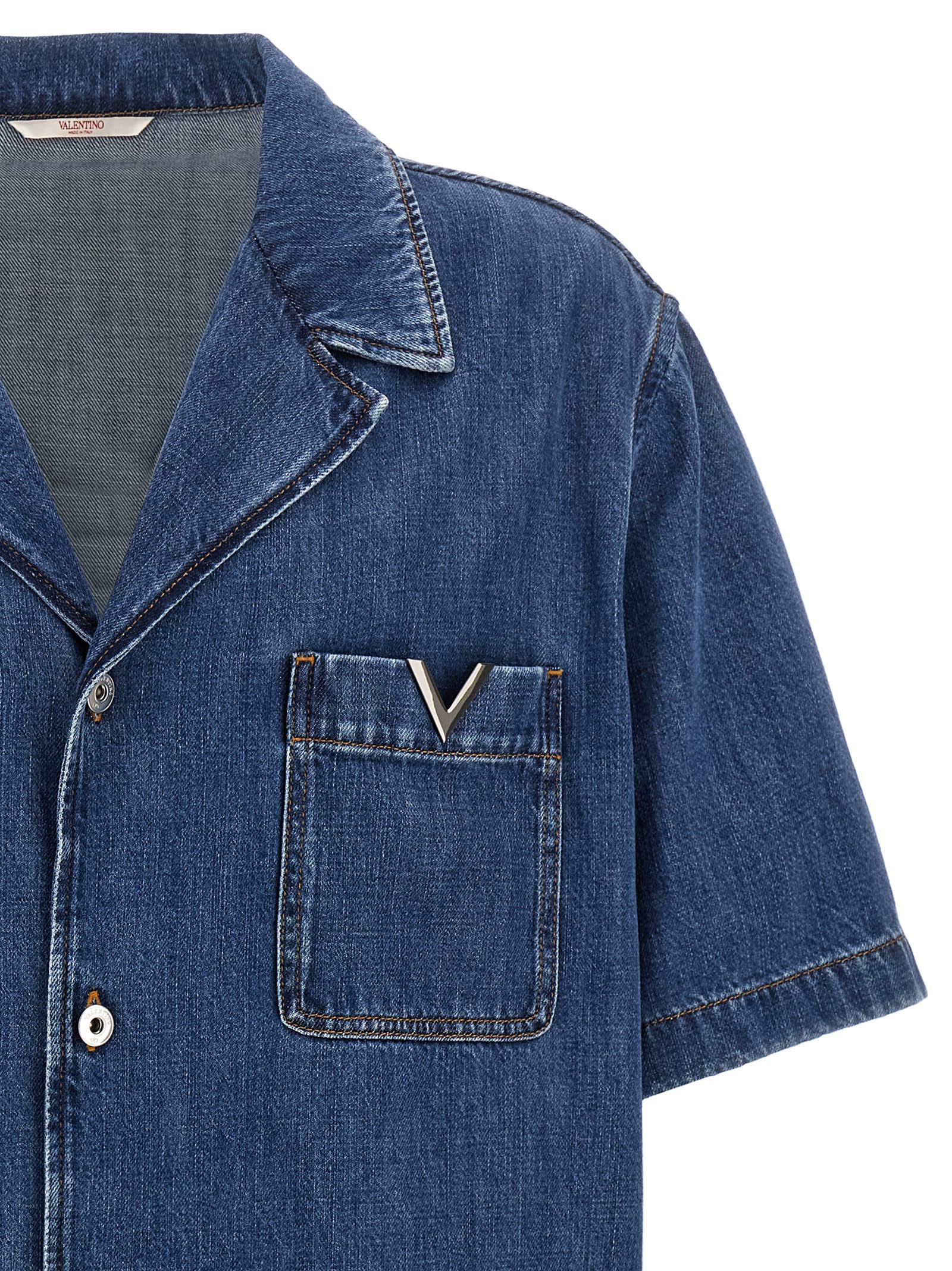 Shop Valentino V Detail Shirt In Blue