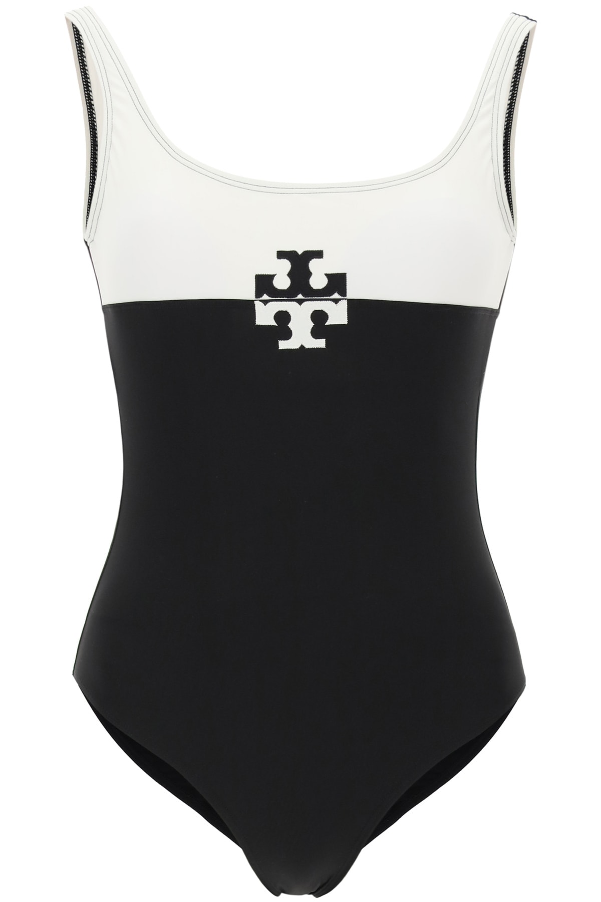 Tory Burch Two-tone Swimsuit With Monogram