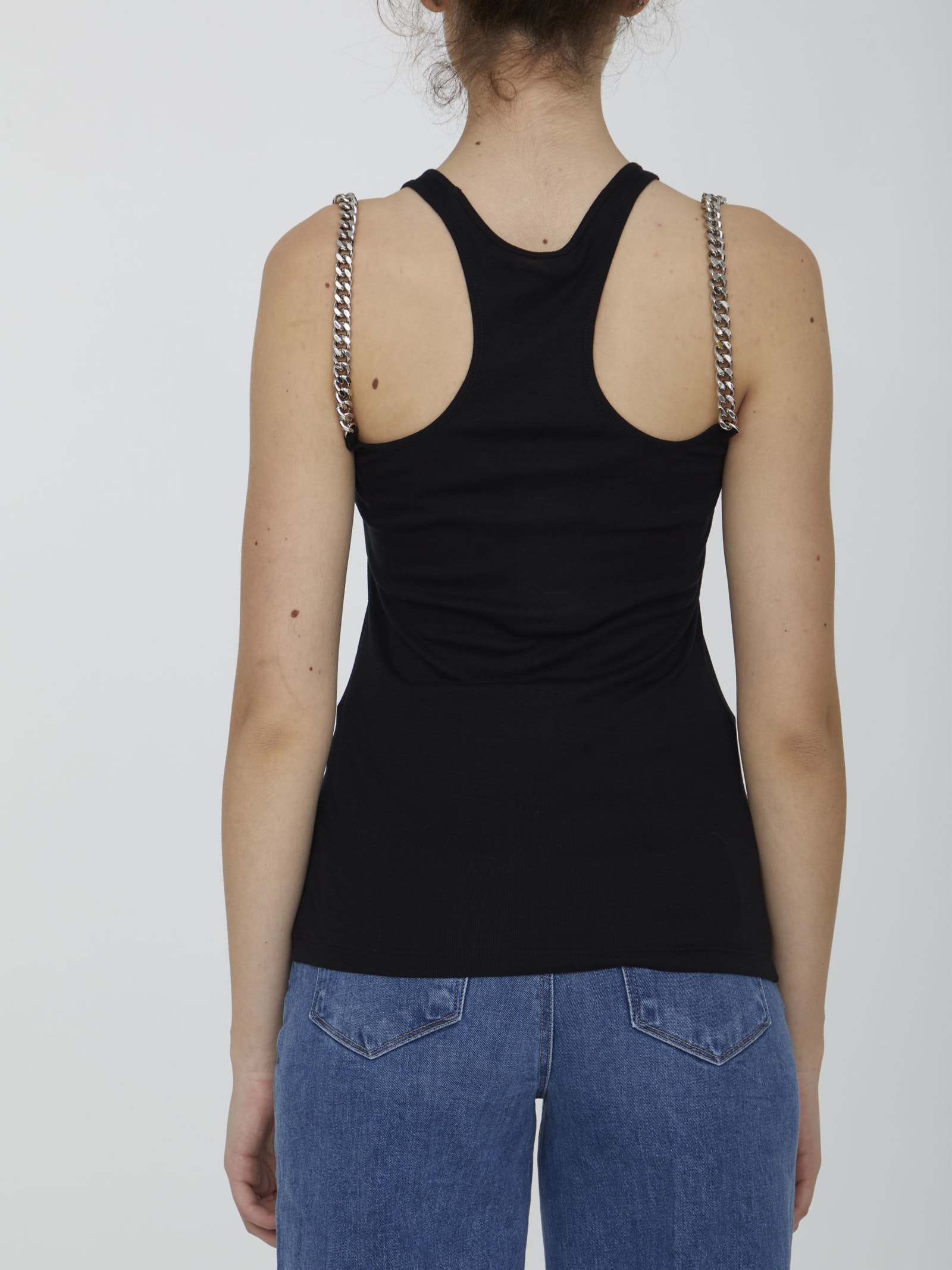Shop Stella Mccartney Falabella Chain Top In Black