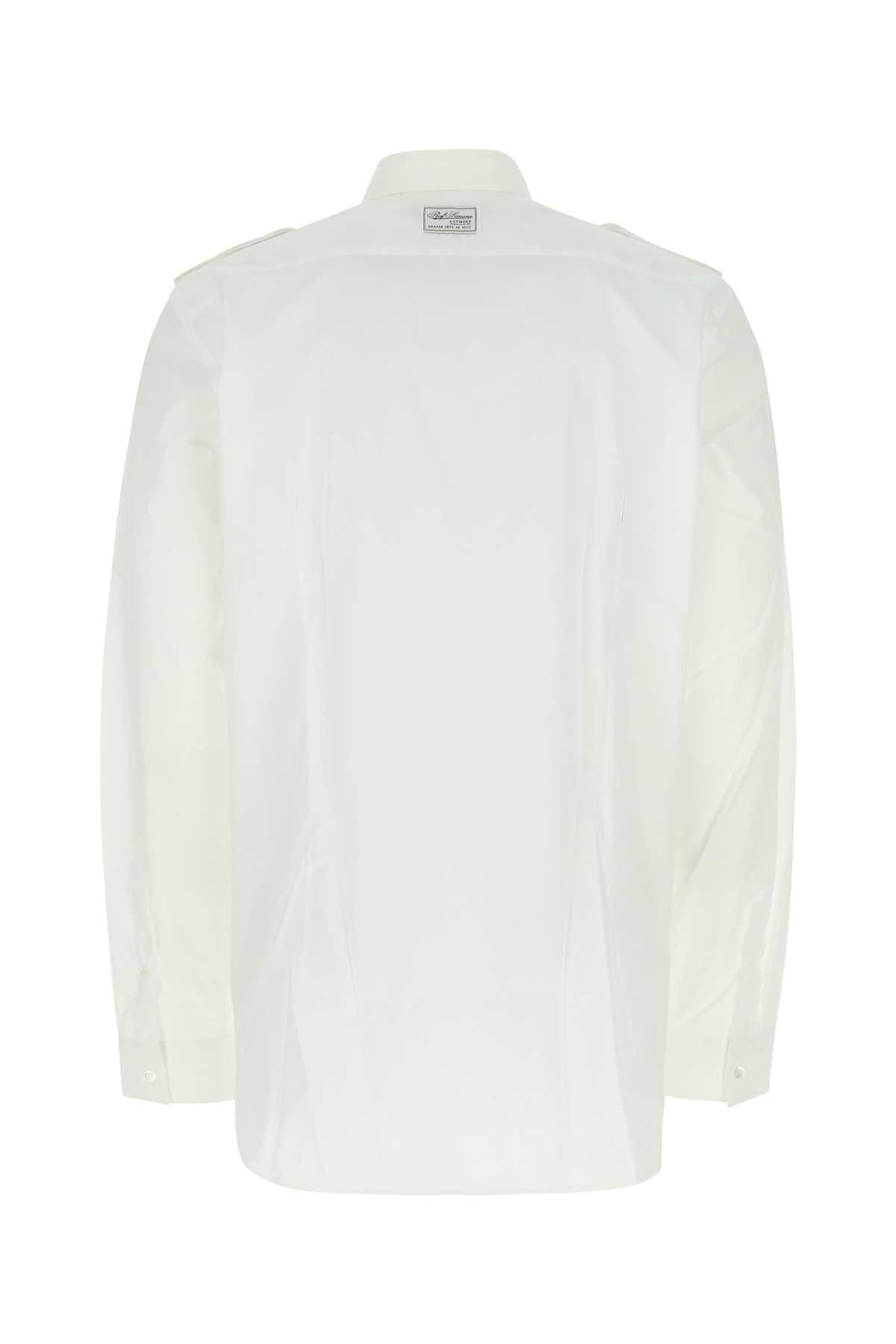 Shop Raf Simons White Poplin Oversize Shirt In 0010