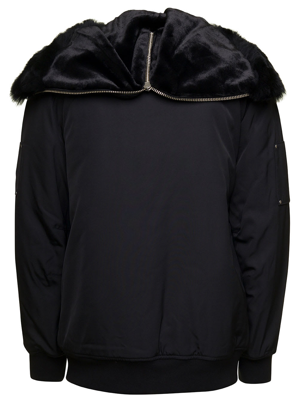 Shop Moose Knuckles Black Zipped All The Way Jacket With Logo Patch In Nylon Man
