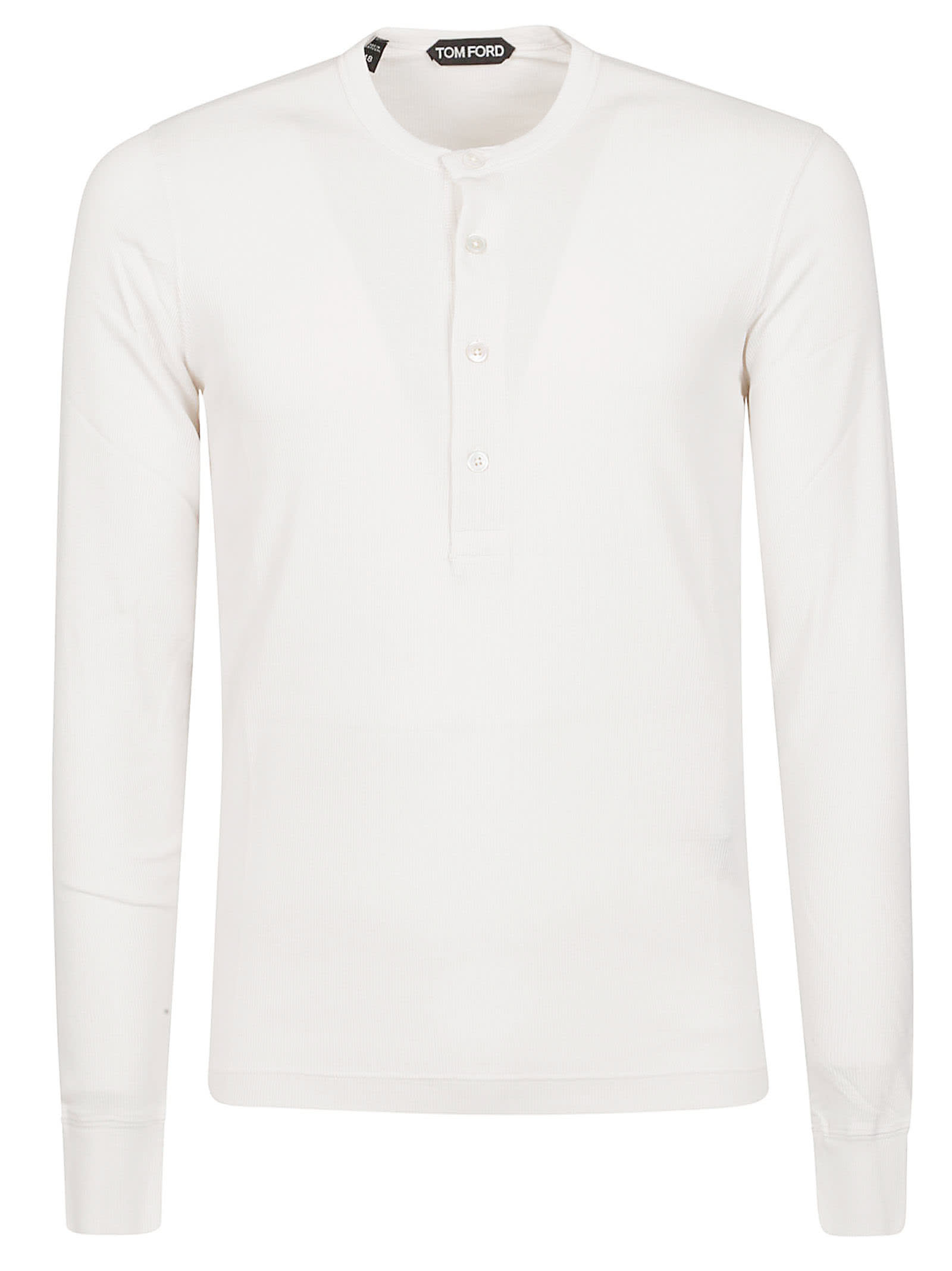 Shop Tom Ford Long Sleeve Henley T-shirt In Chalk