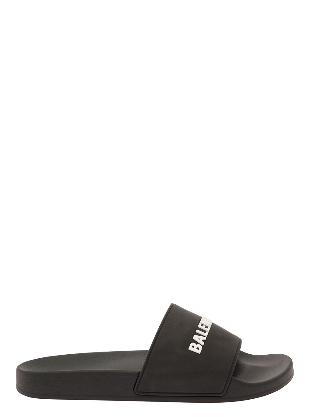 Shop Balenciaga Black Slide Sandals In Rubber Man