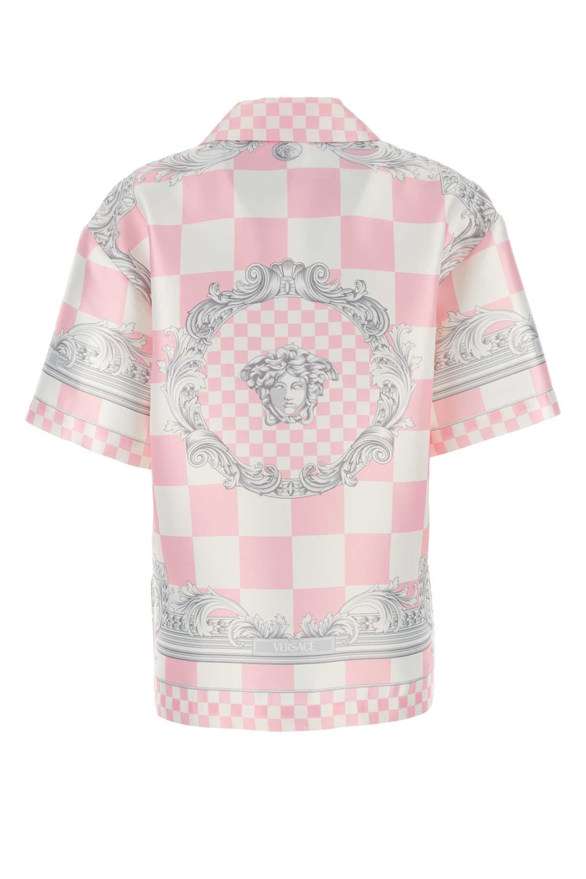 Shop Versace Printed Duchesse Shirt In 5x490pastelpinkwhitesilver