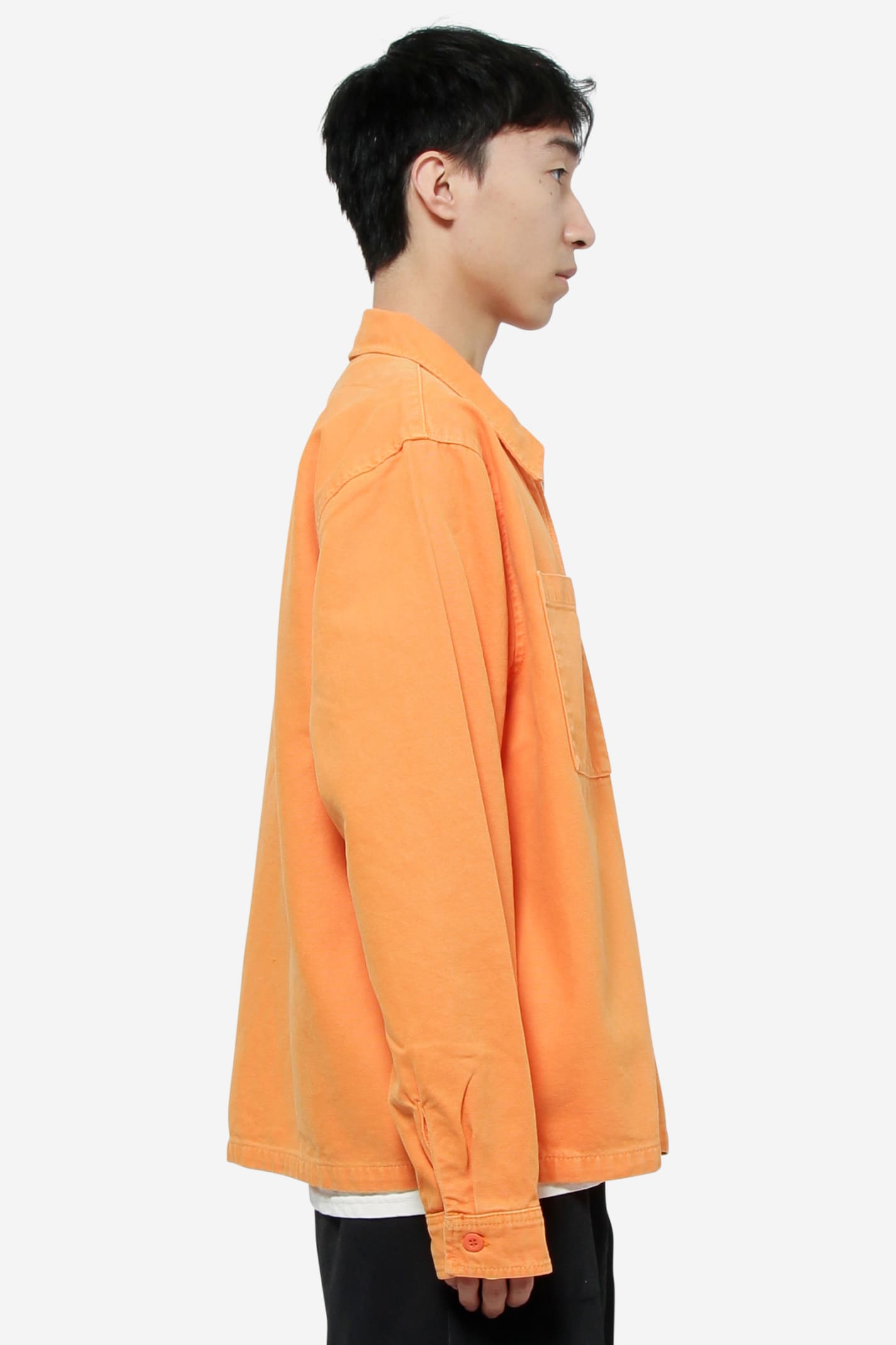 Washed Canvas Zip Shirt In Orange