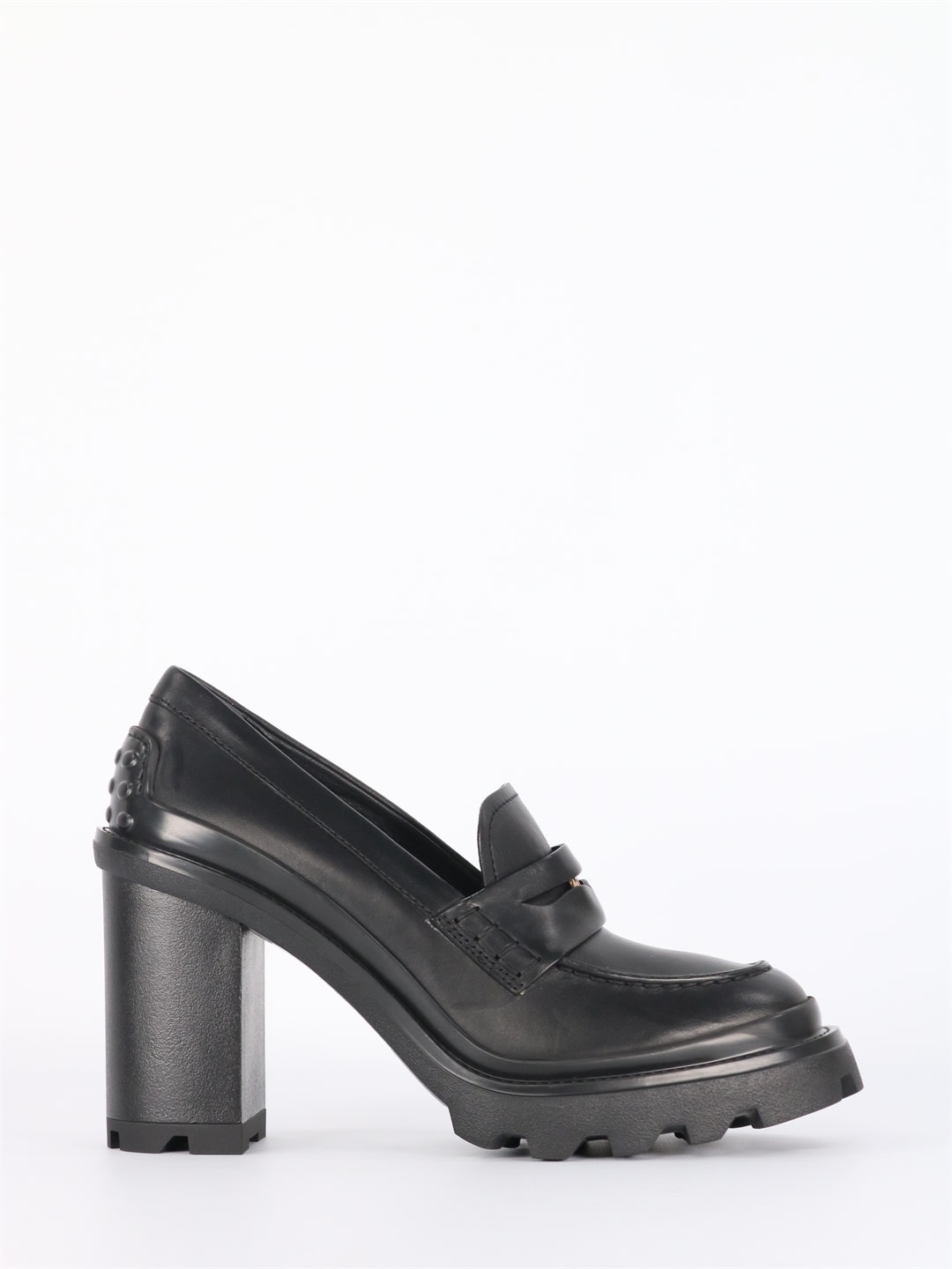 Tods Penny Loafers In Leather With Black Heel