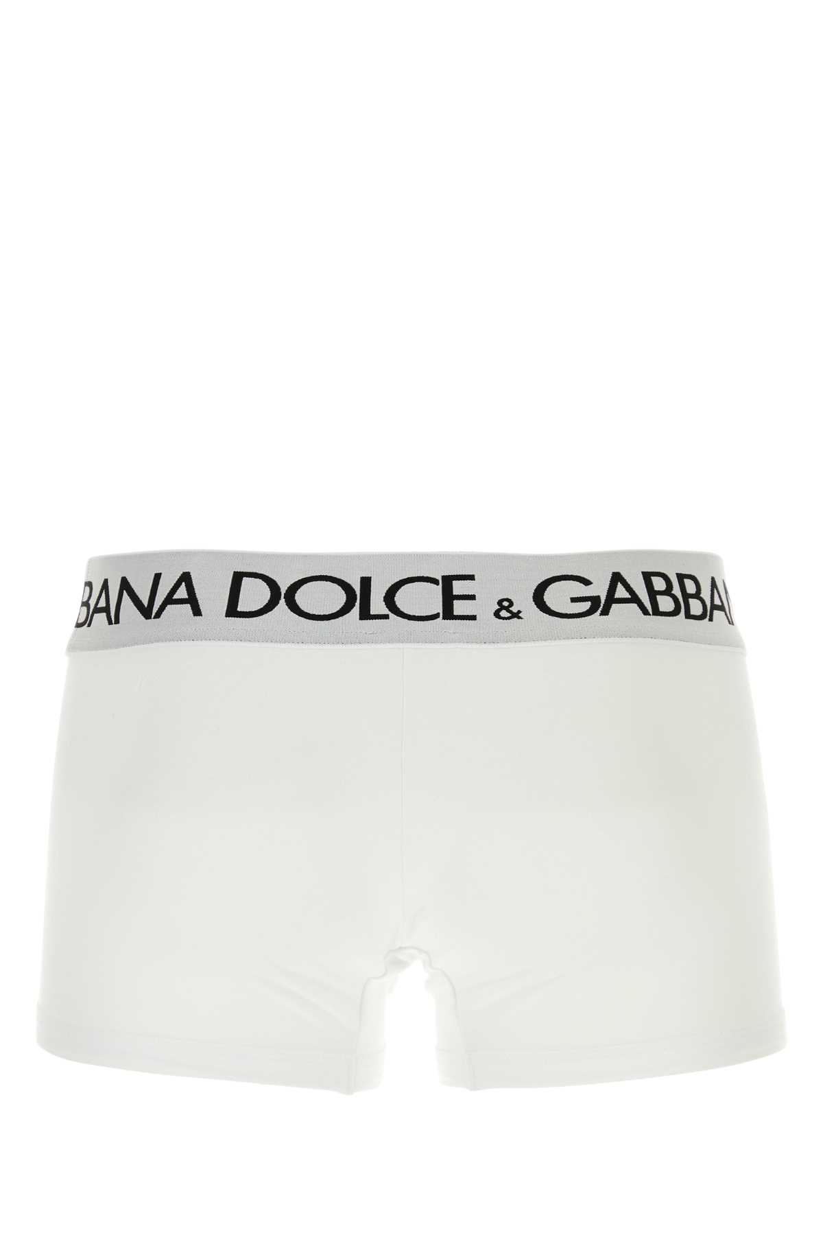 Shop Dolce & Gabbana White Stretch Cotton Boxer In W0800