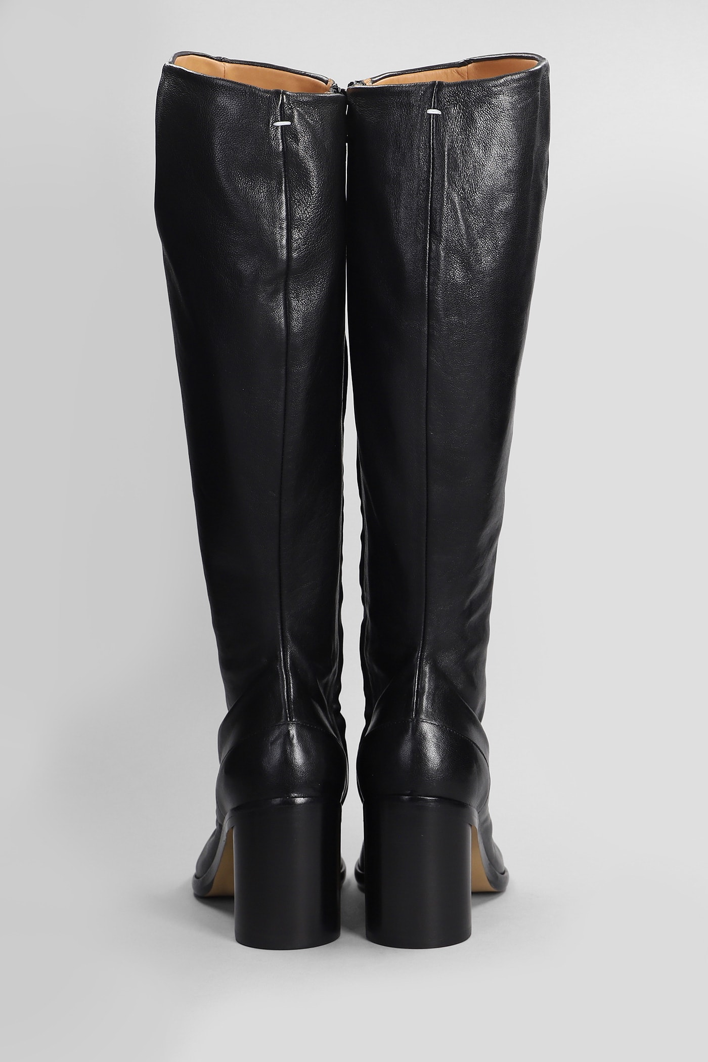 Shop Maison Margiela Tabi High Heels Boots In Black Leather