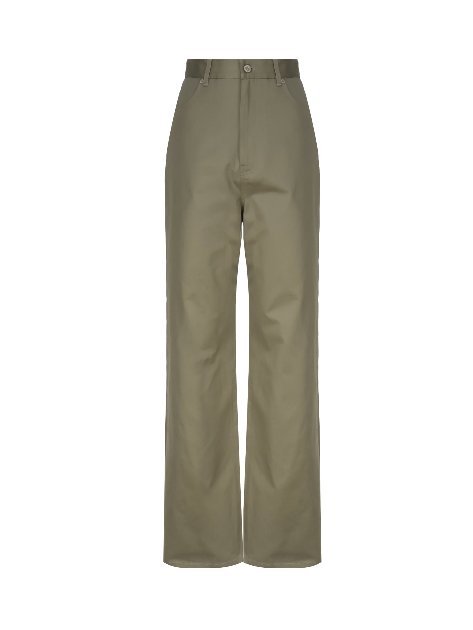 Shop Loewe Trousers Crafted In Lightweight Cotton Drill In Military Green