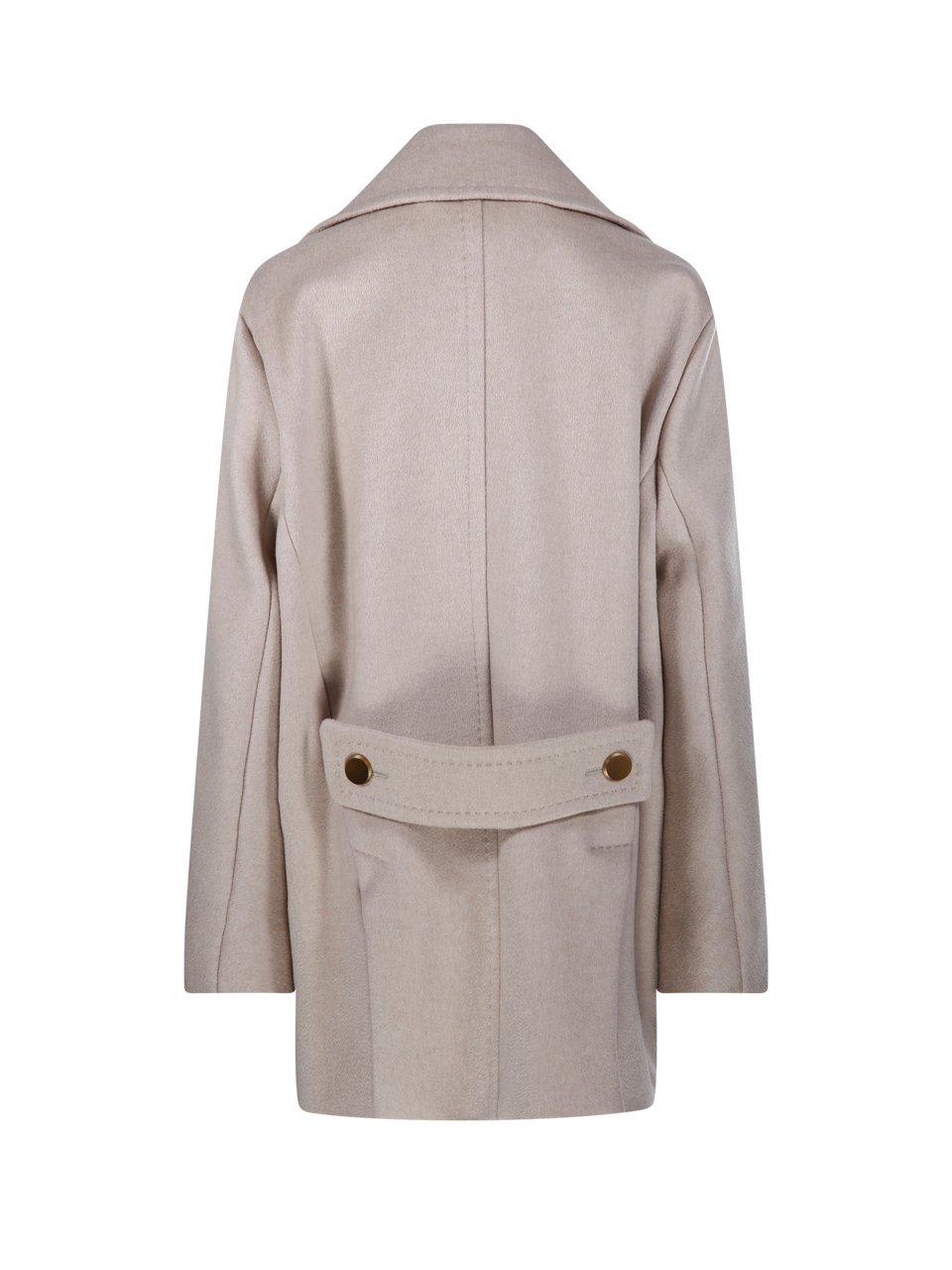 Shop Max Mara Double-breasted Long-sleeved Coat In Dove