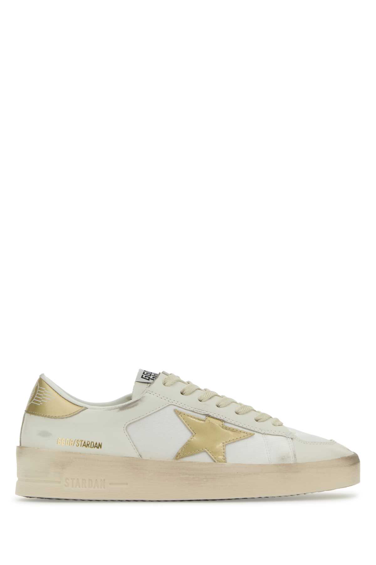 Shop Golden Goose White Leather Stardan Sneakers In Whitegold