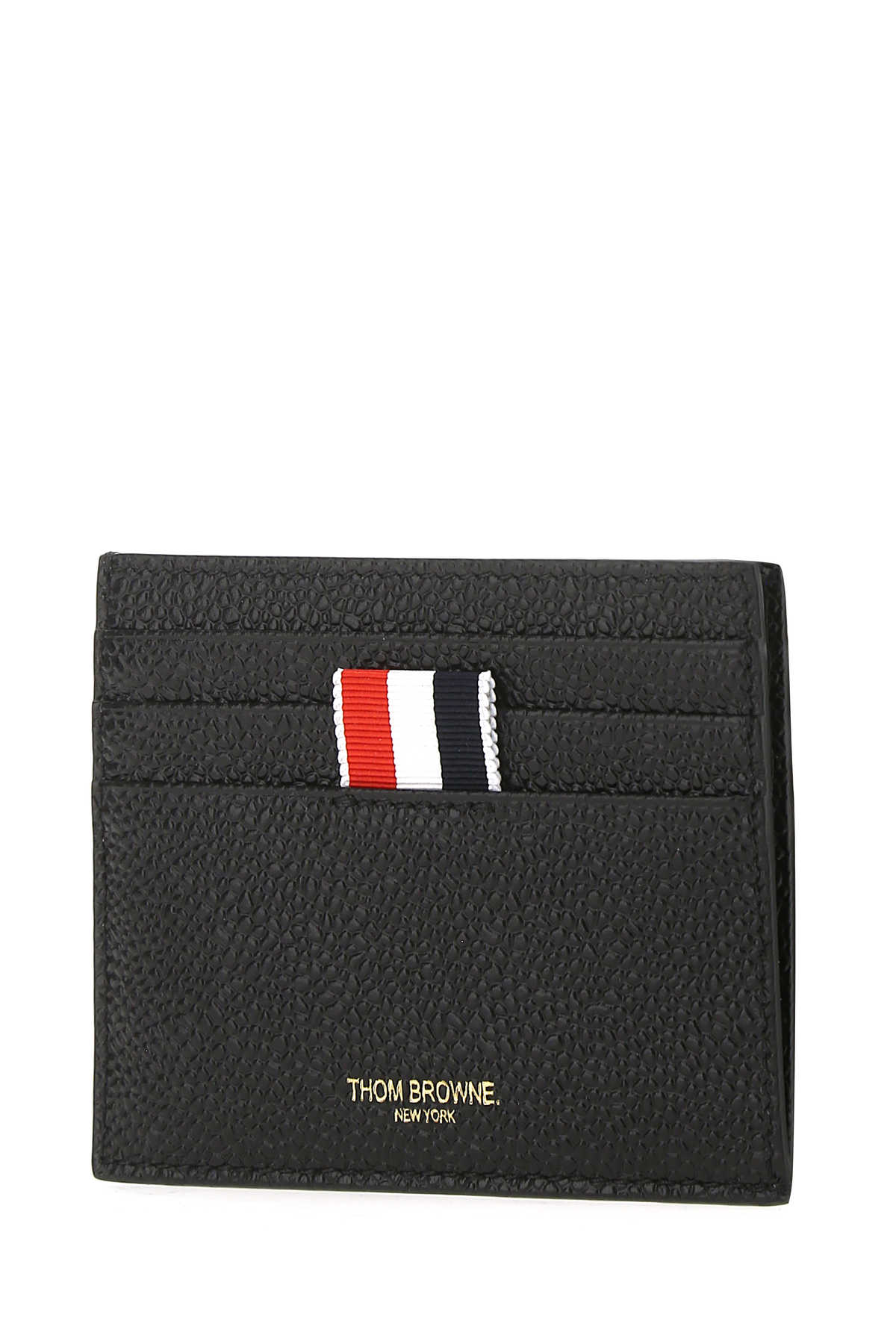 Shop Thom Browne Black Leather Card Holder In 001