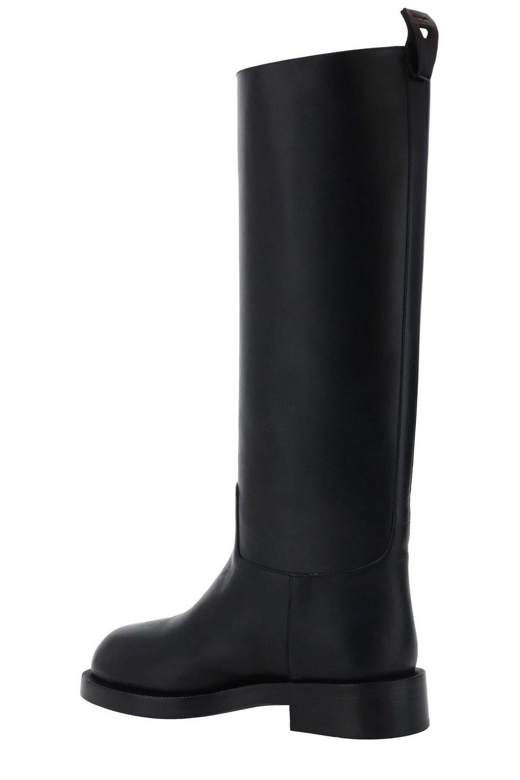 Rabanne Round Toe Knee-high Boots In Nero