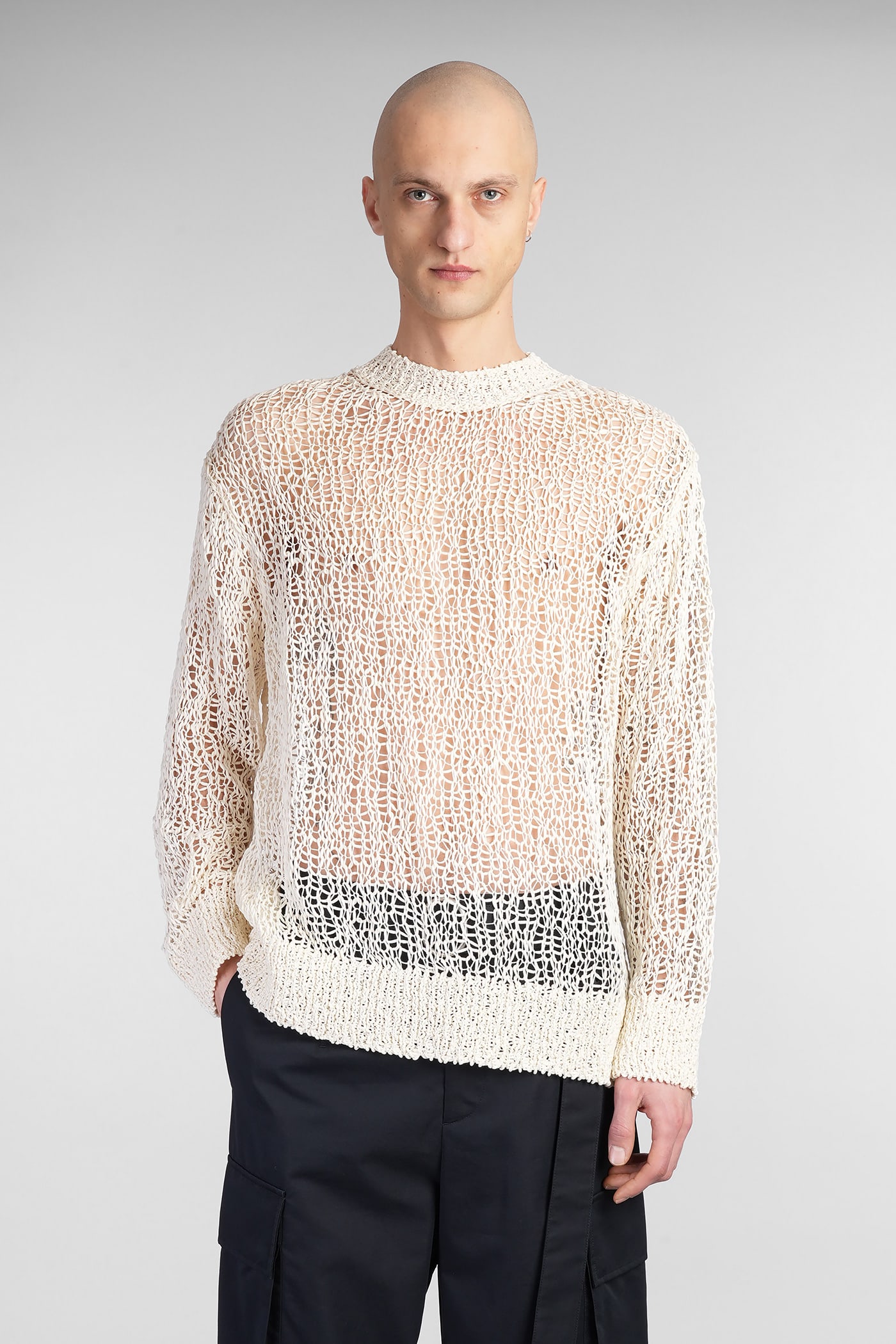 Jil Sander Cn Ls Jumper Knitwear In Beige Cotton In Beige