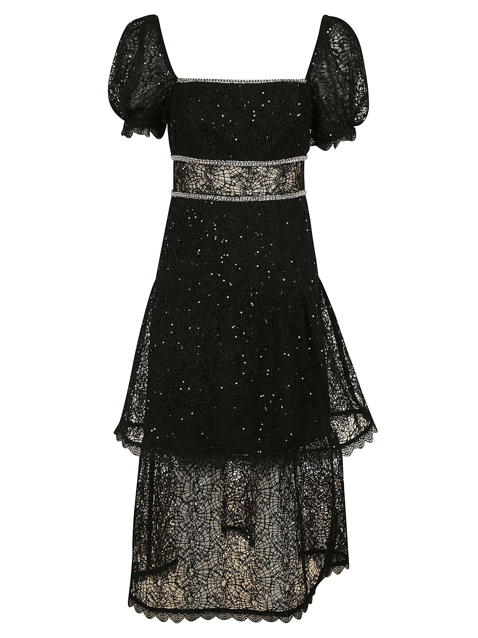 self portrait abstract lace midi dress