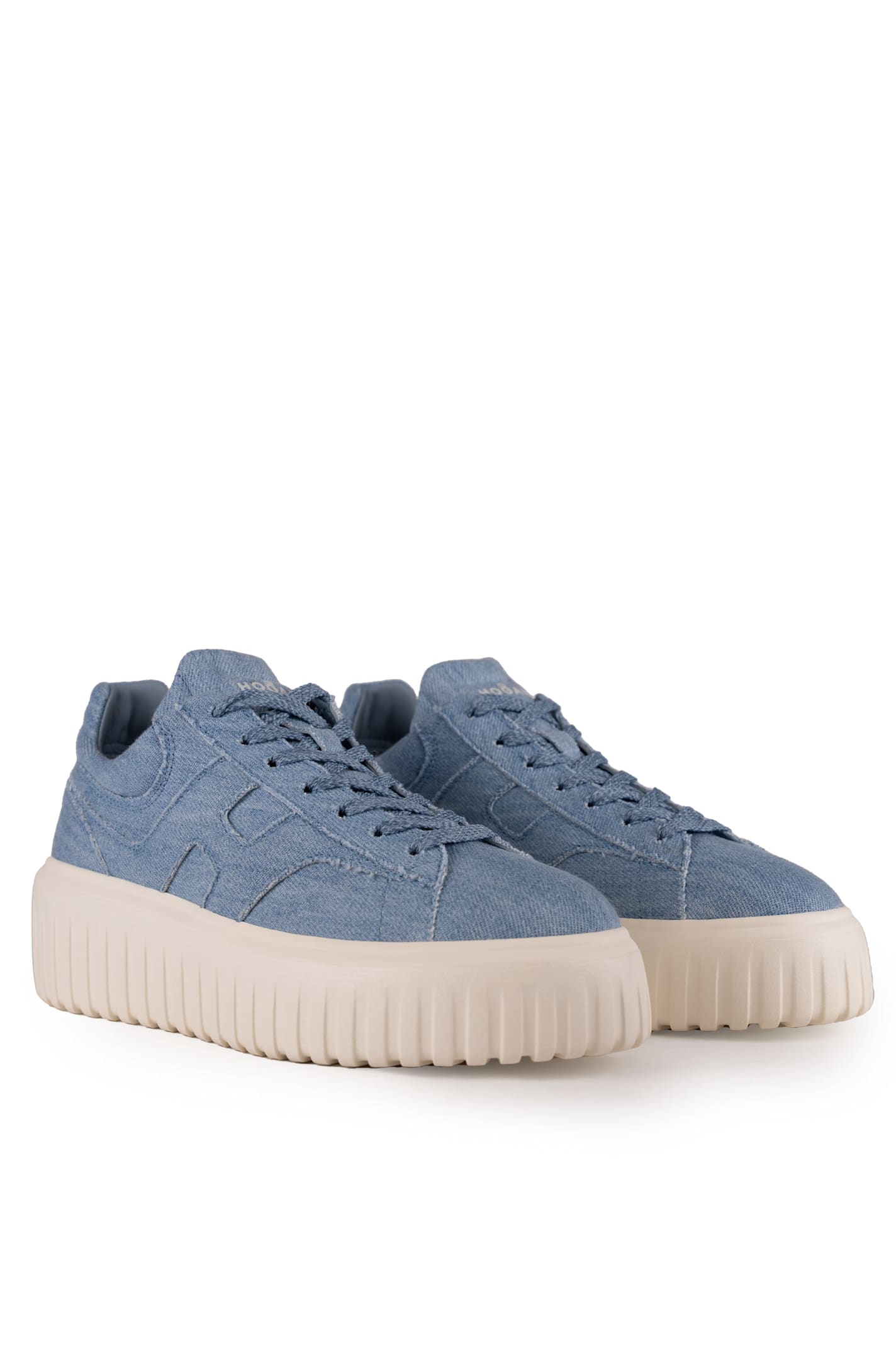 Hogan H-stripes Sneakers In Denim In Denim Chiaro