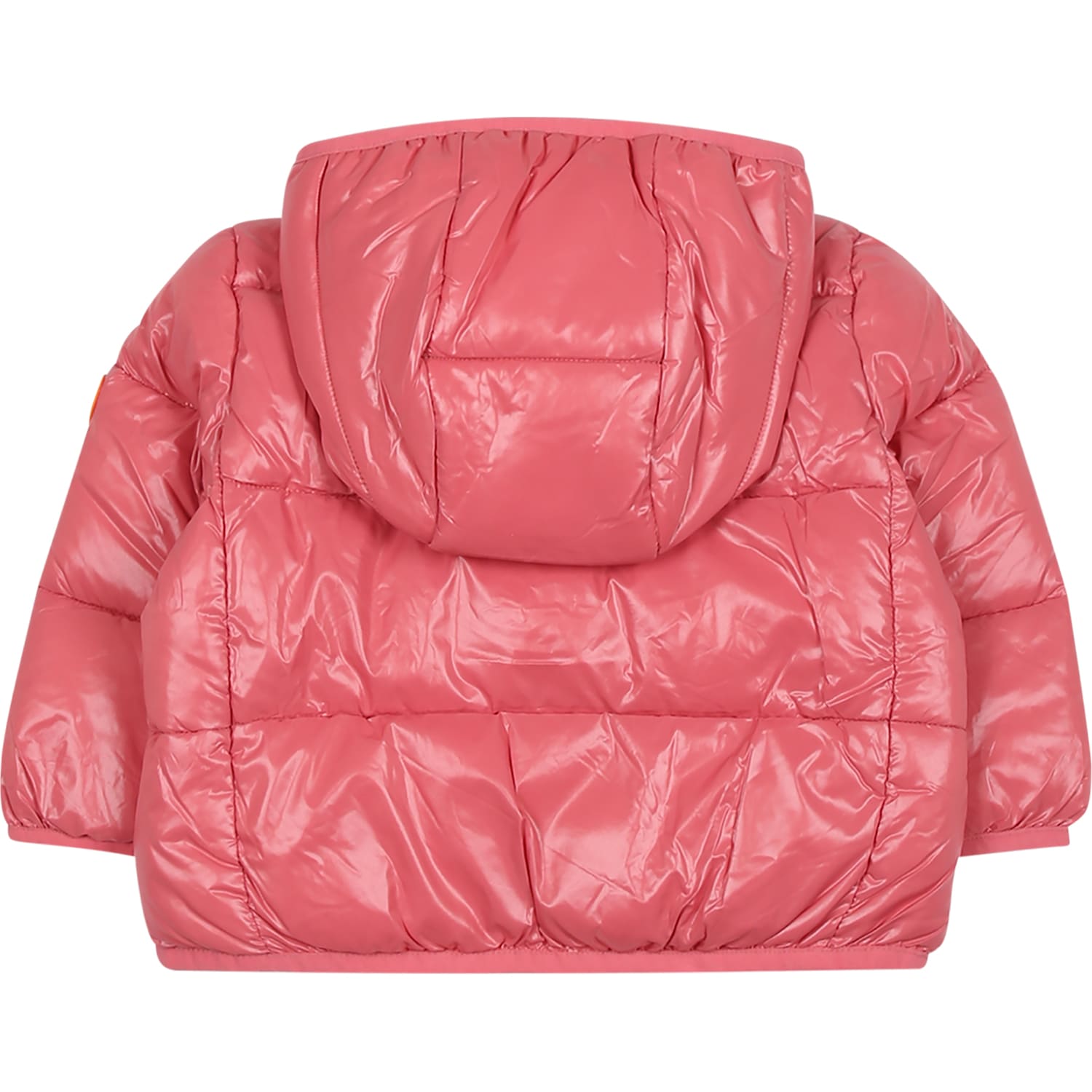 Shop Save The Duck Pink Jody Down Jacket For Baby Girlwith Logo