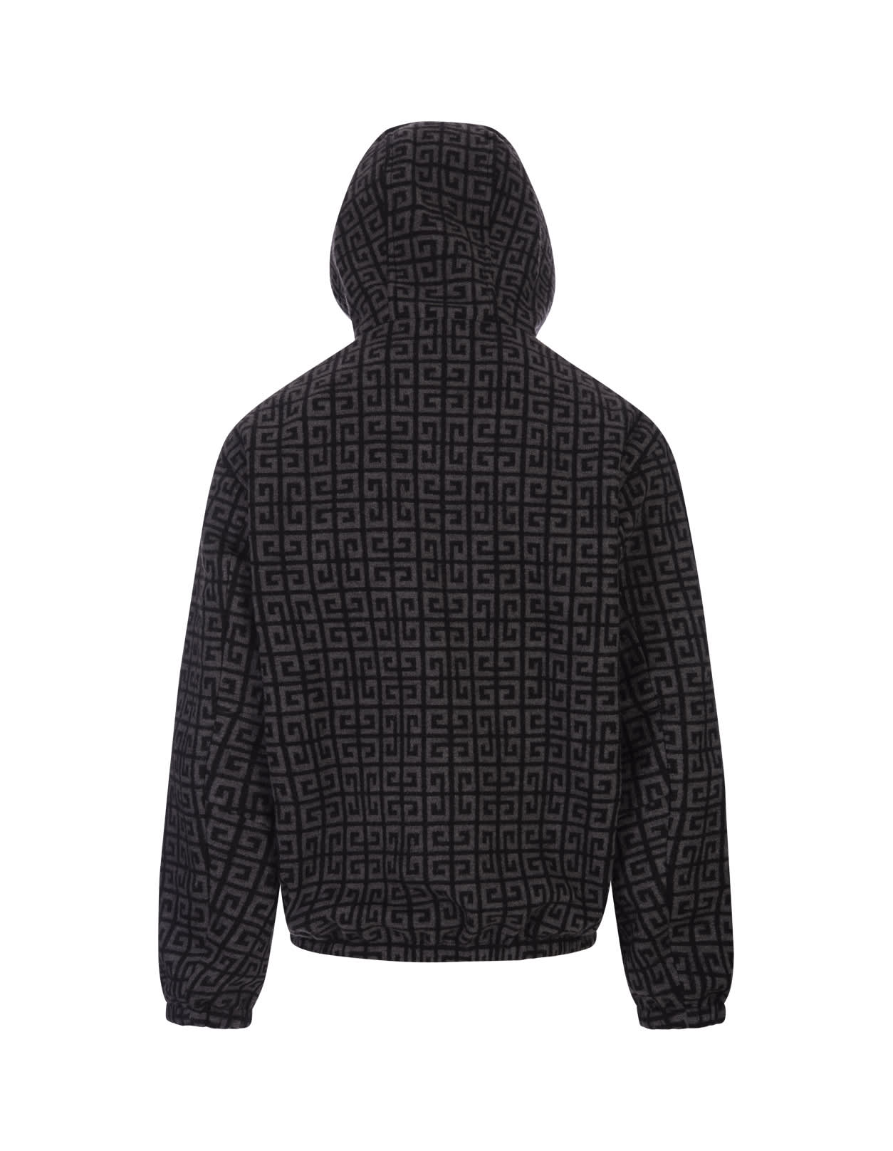 Shop Givenchy Black Wool Reversible 4g Hooded Jacket