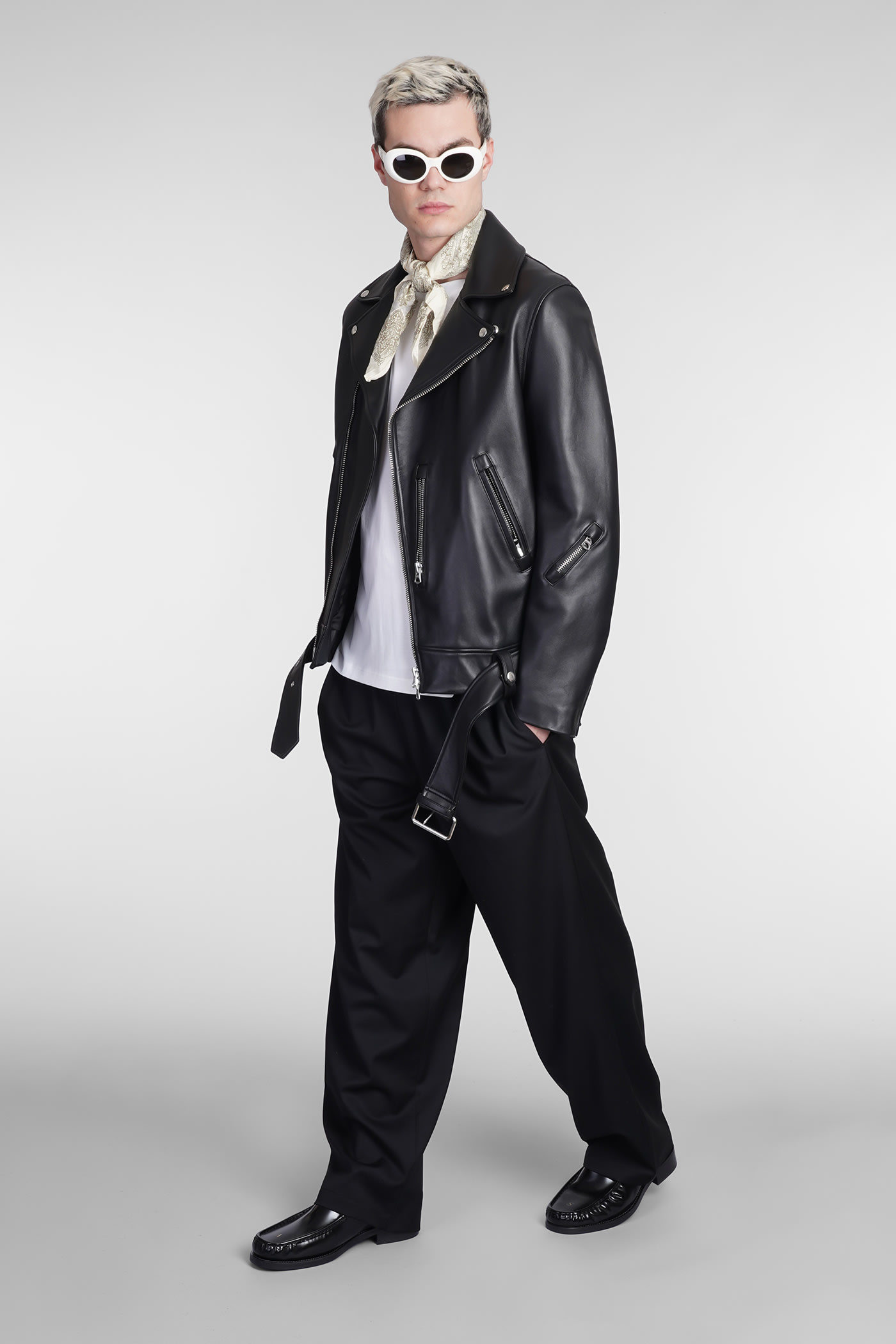 Acne Studios Nate Clean Biker Jacket In Black Leather In Black