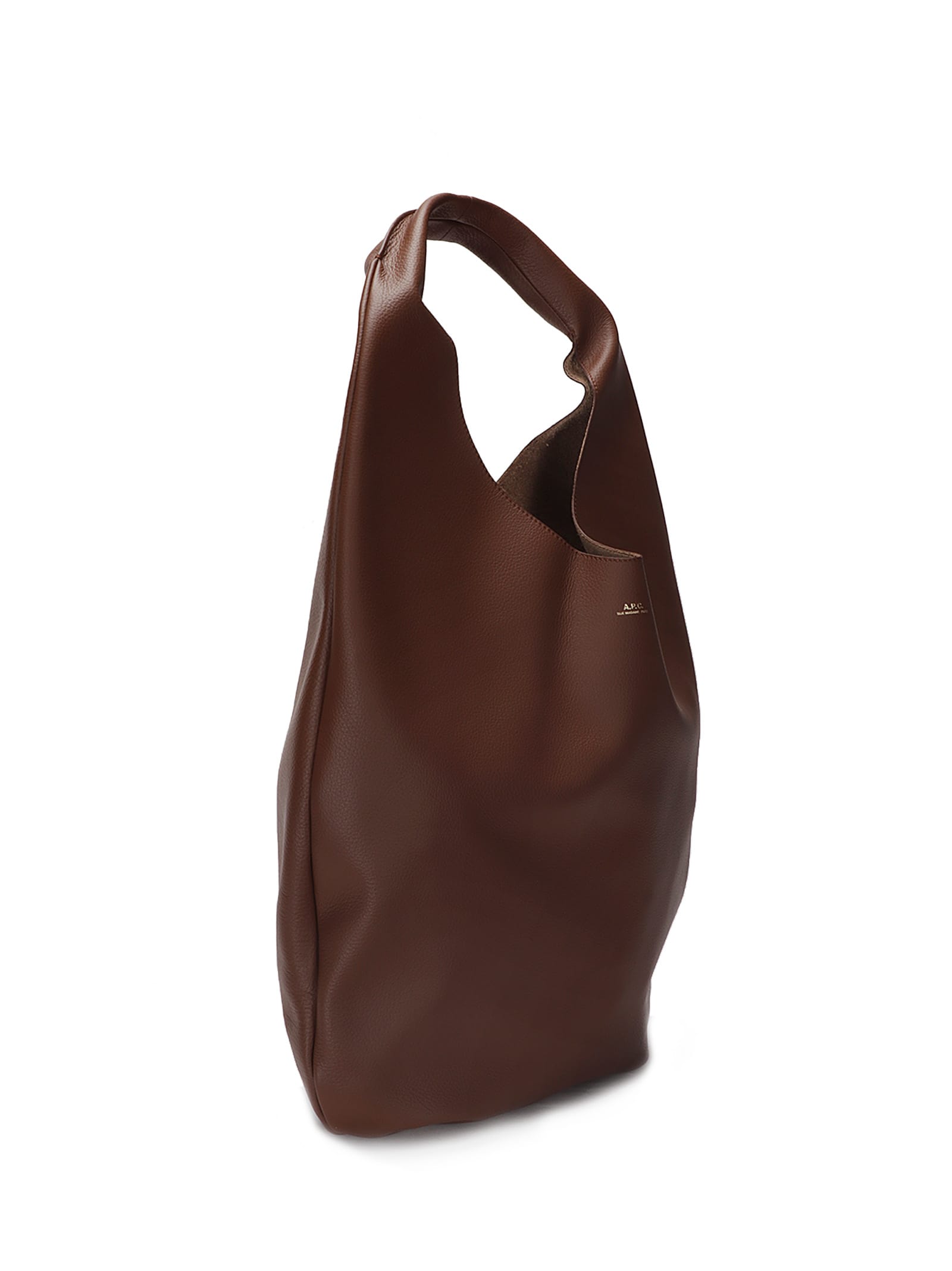 Apc A.p.c. Textured Brown Leather Shoulder Bag In Brown