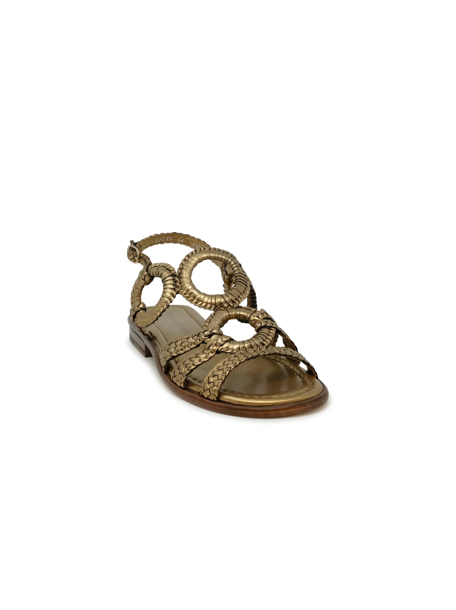 Del Carlo Pons Quintana Leather Tina Flat Sandals In Bronze