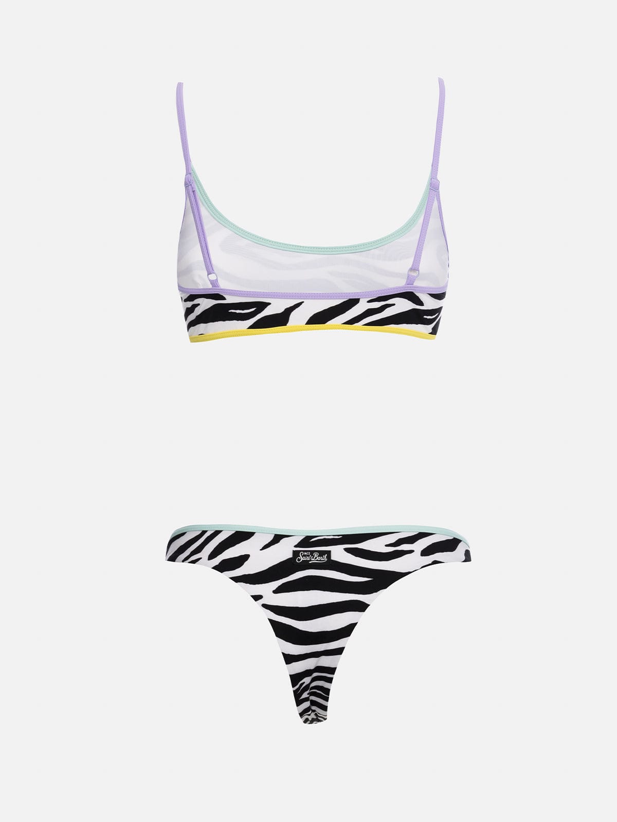 Mc2 Saint Barth Woman Zebra Bralette Beach Top Judy With Piping In White