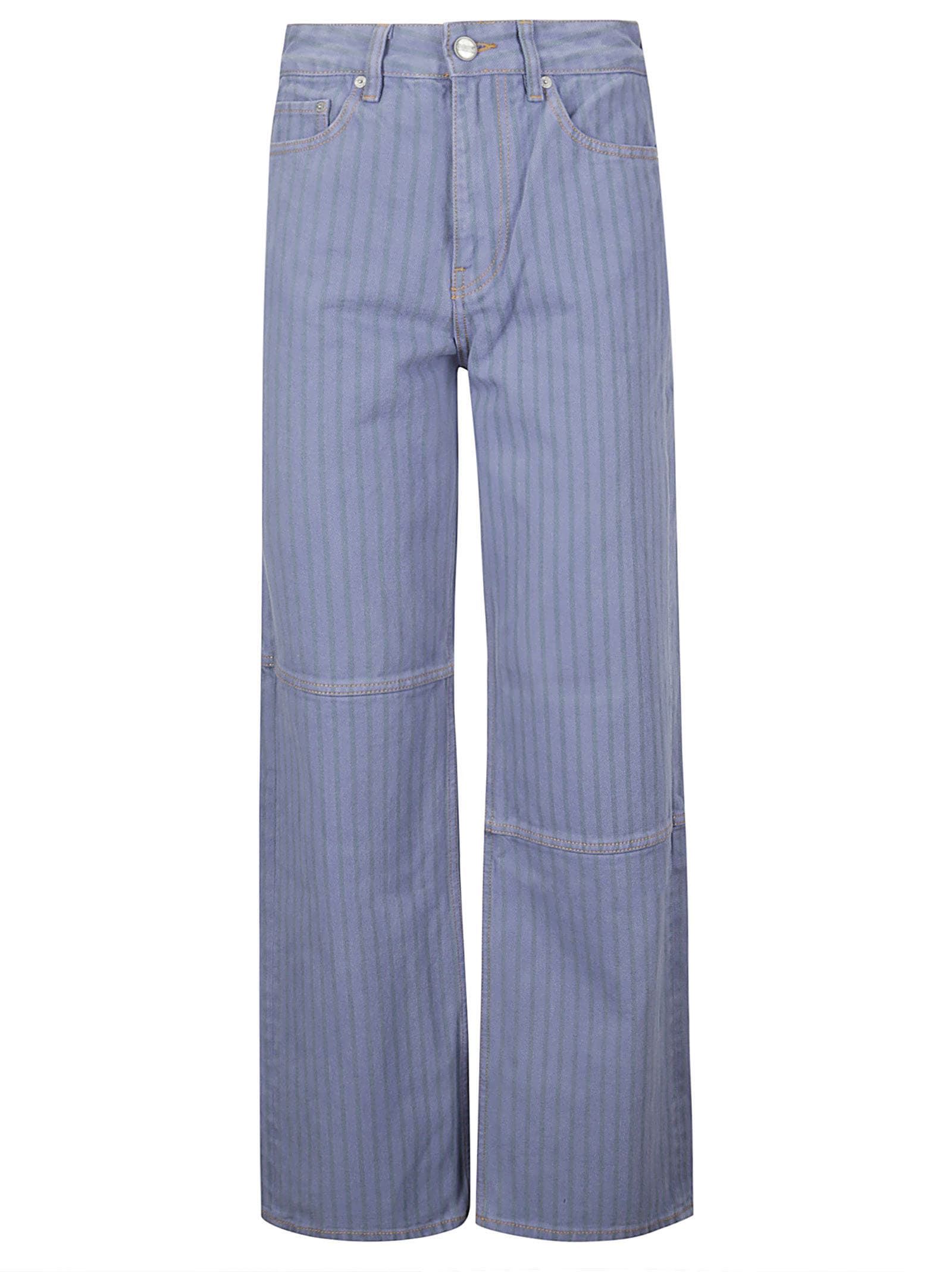 Shop Ganni Stripe Overdyed Denim Izey In Country Blue