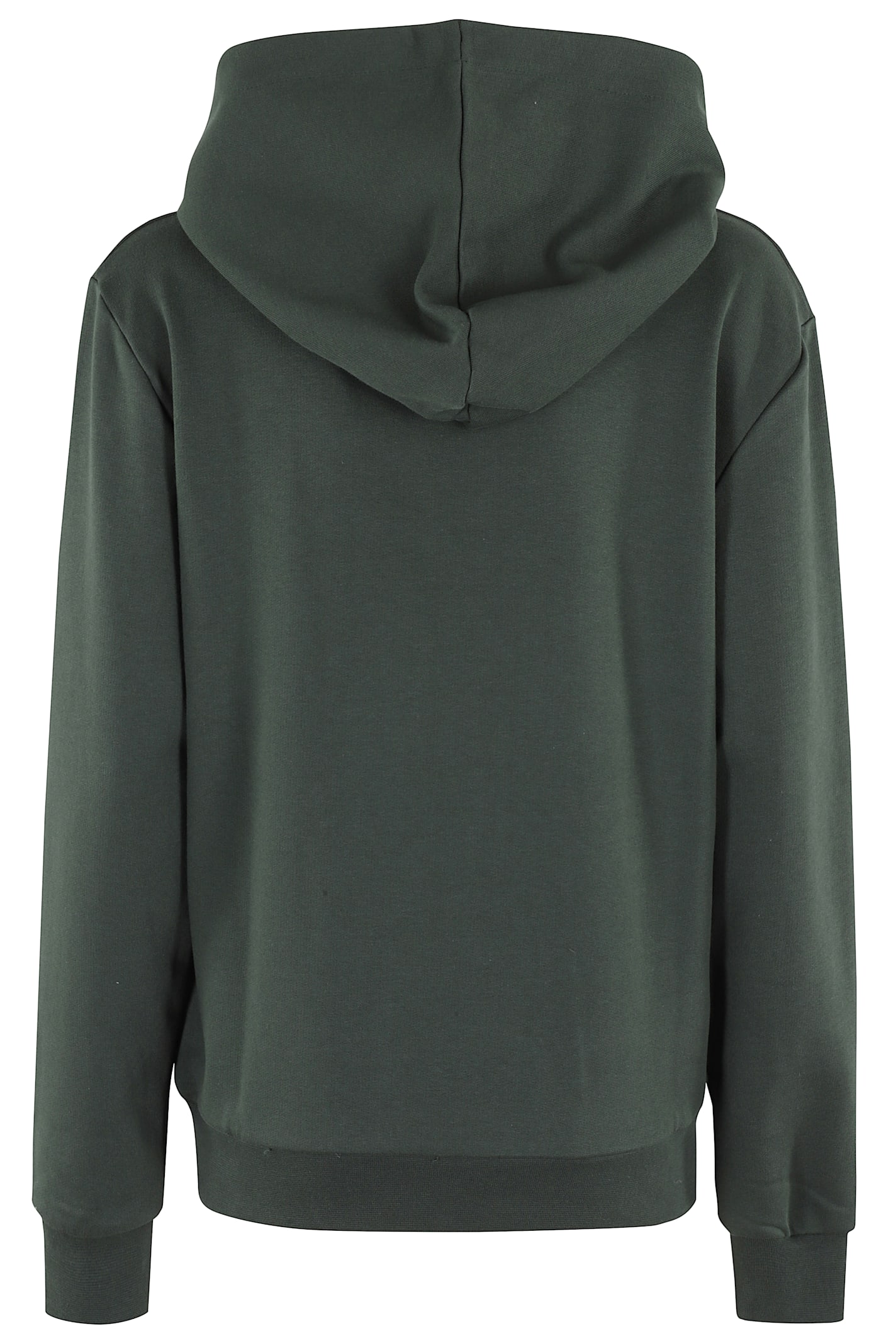 Apc A.p.c. Relaxed-fit Green Hoodie With Velvet Logo Detail In Vert Fonce Blanc