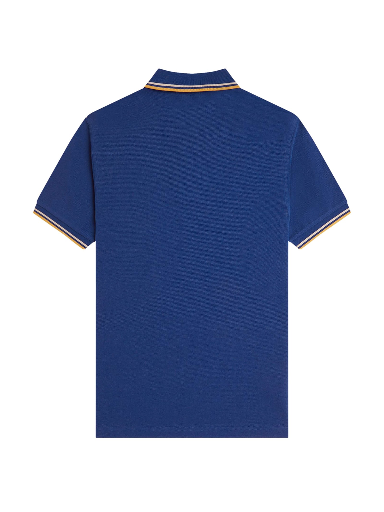 Fred Perry Cotton Pique Polo Shirt With Double Stripe In Blue