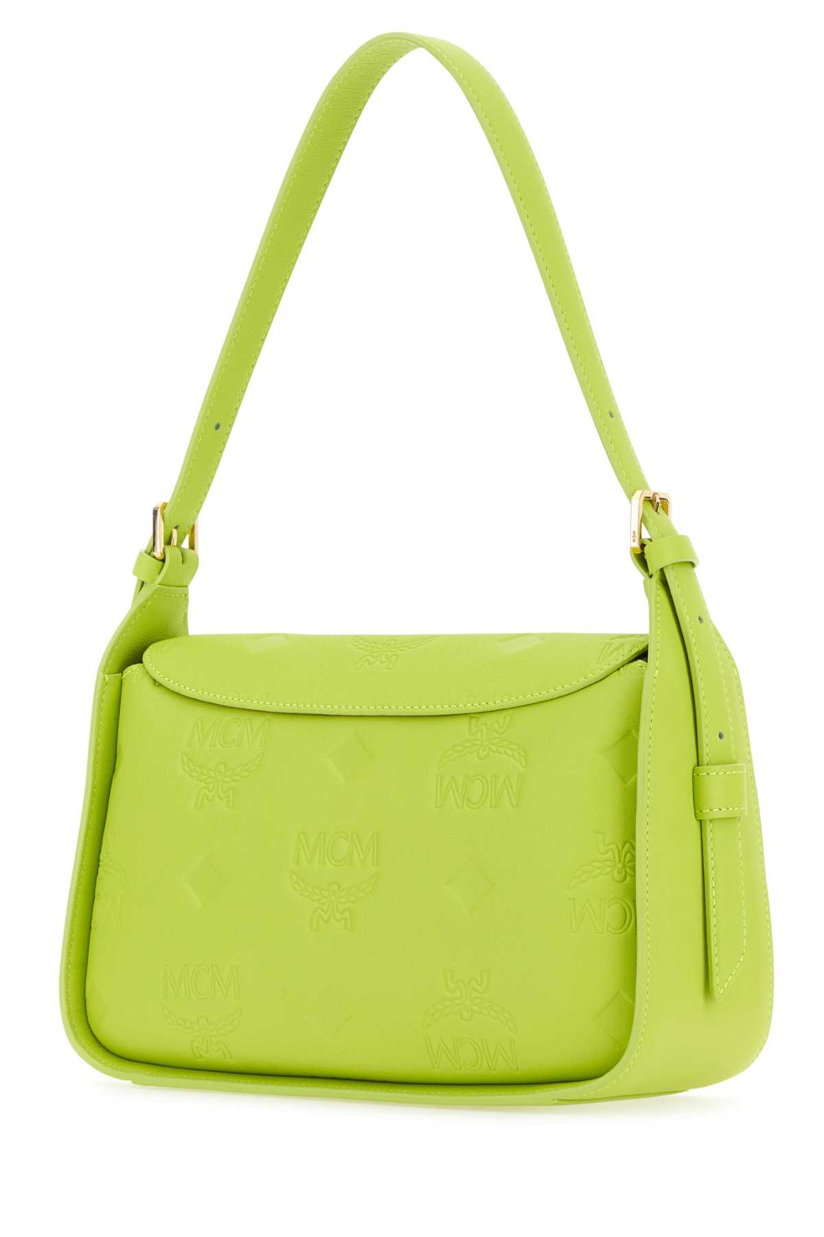 Shop Mcm Acid Green Nappa Leather Small Aren Shoulder Bag In J7