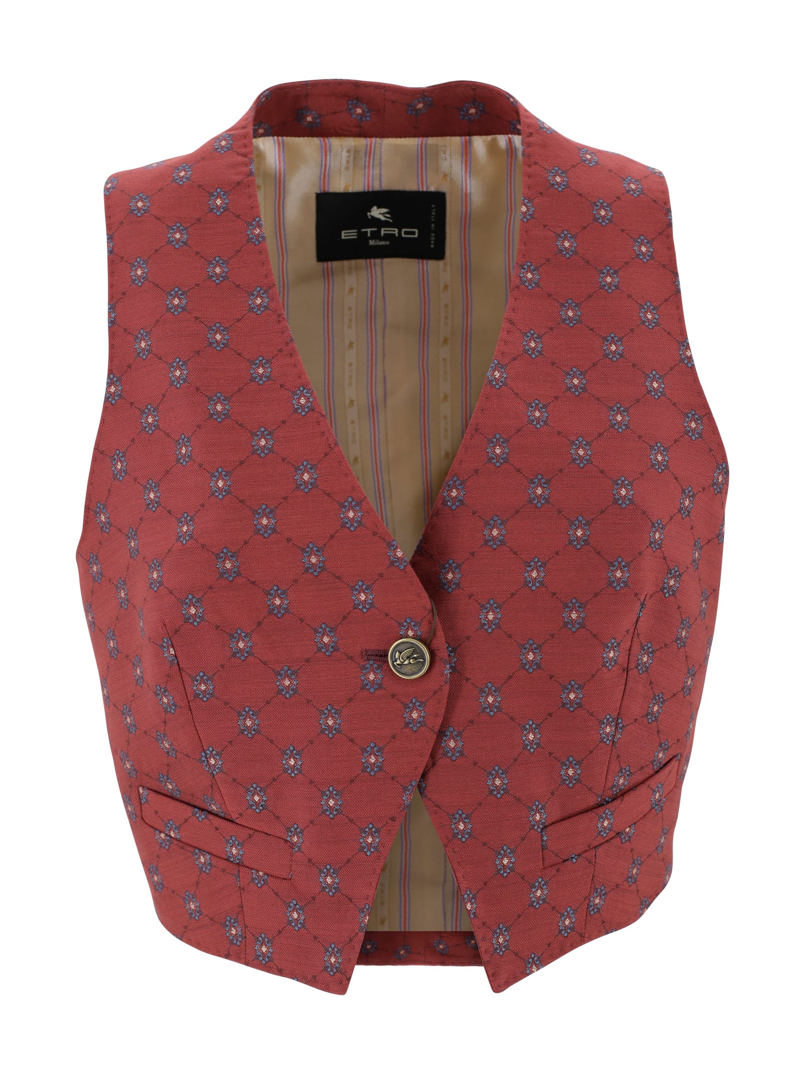 Etro Patterned Single-buttoned Vest In Multi